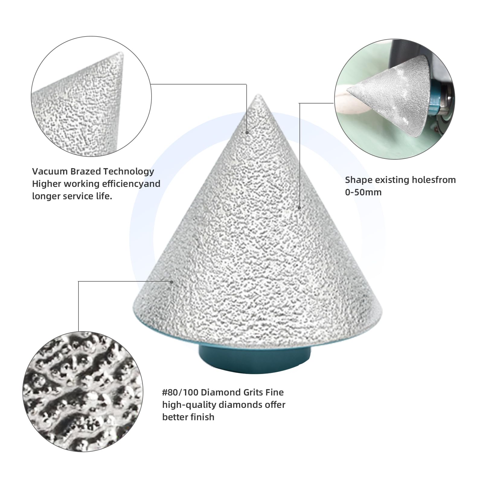Broca diamante kit 11 piezas (6/6/8/20/25/35/50/68mm + 10mm fresa + 50mm broca biseladora + adaptador hexagonal) - M14 corona diamante kit para azulejos