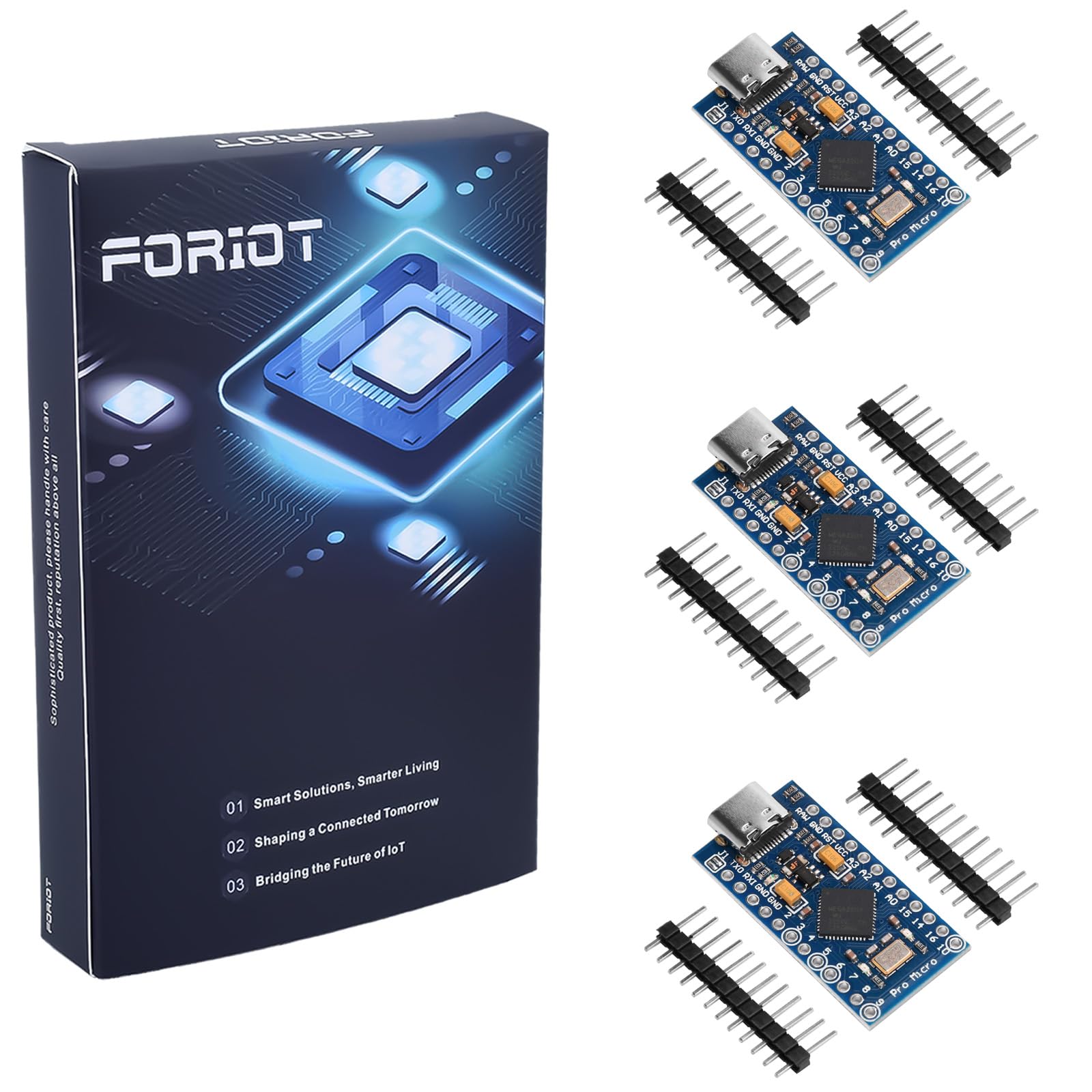 FORIOT 3個 Pro Micro 開発ボード モジュール Type-C インターフェース At-mega32U4 マイクロコントローラ モジュール 5V 16MHz ピン付き