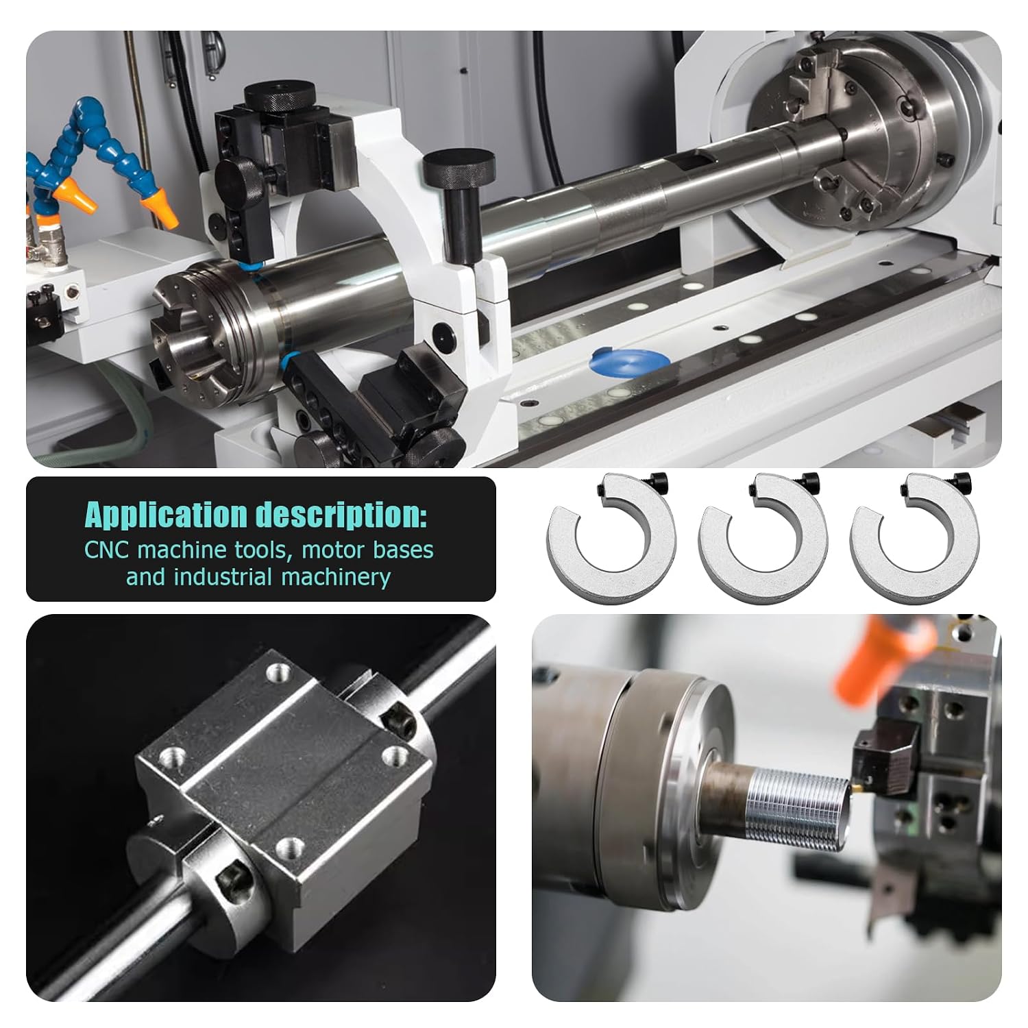 4 Pack SBR25 Linear Rail Shaft Stop Collars, Bore 25mm, OD 45mm, Thickness 12mm, Aluminum Alloy Clamp-On with Set Screw, Limit Rings for CNC and Linear Motion Systems