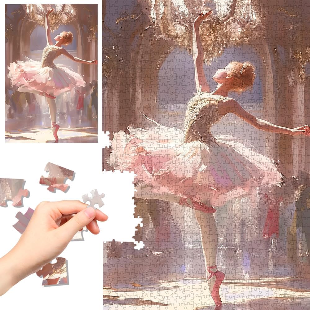 1000 Piece Large Jigsaw Puzzles for Adults: Romantic & Elegant Ballerina Fantasy Art in Archway - Challenging Educational Puzzle for Mindfulness & Family Bonding 1000PCS 1000pcs-ptda003s