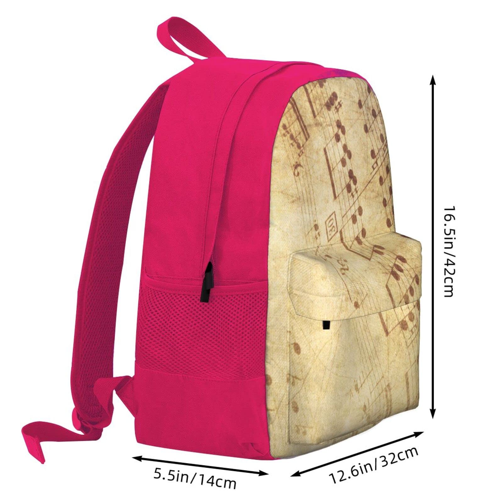 Notenblätter für Damen und Herren, Laptop-Rucksack, Reiserucksack, Sporttasche, Schultaschen für Kinder, Mädchen, Jungen, Schwarz, rose, One size