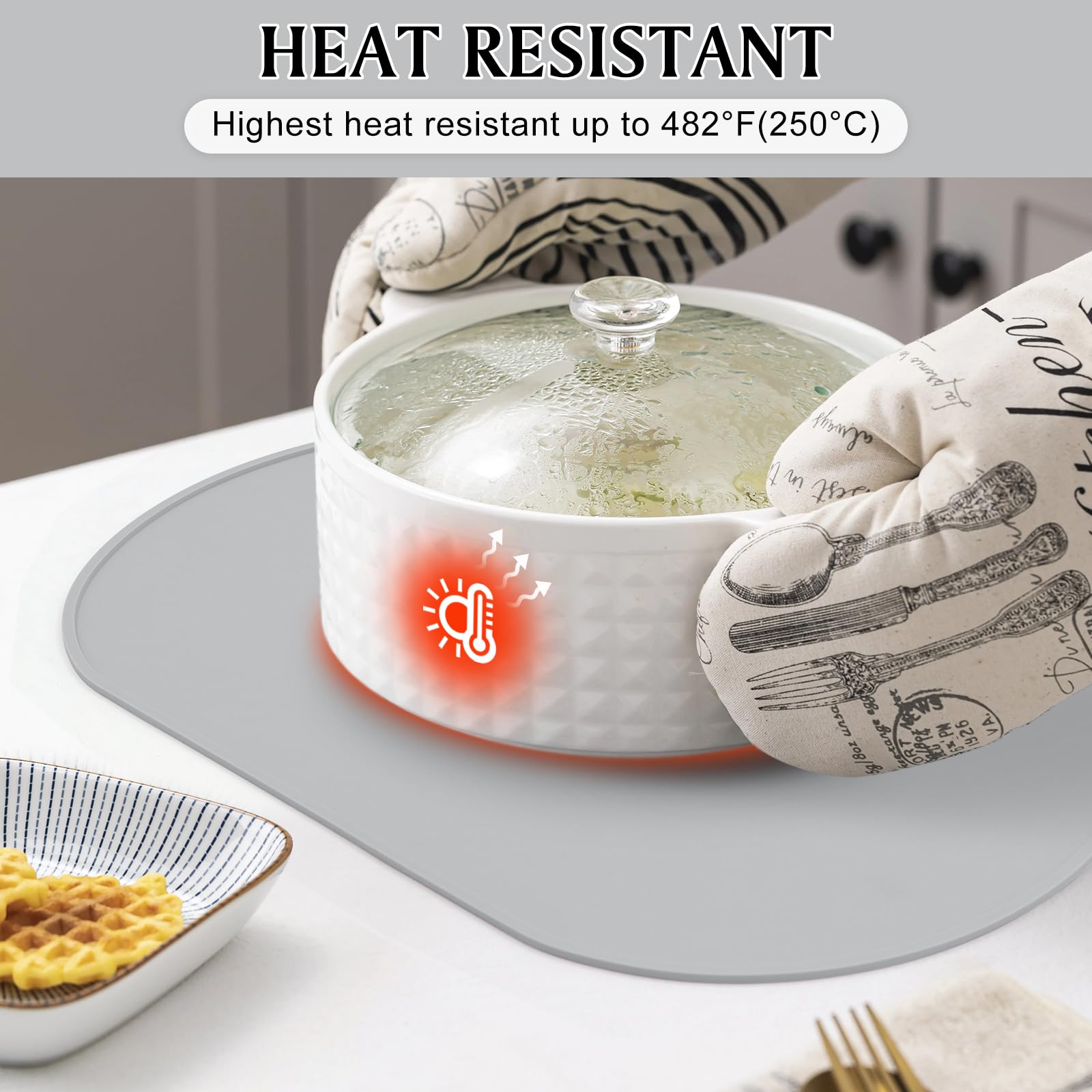 Tovagliette in silicone, impermeabili e resistenti al calore, antiscivolo e lavabile, per bambini e adulti, facili da pulire, decorazione per la casa