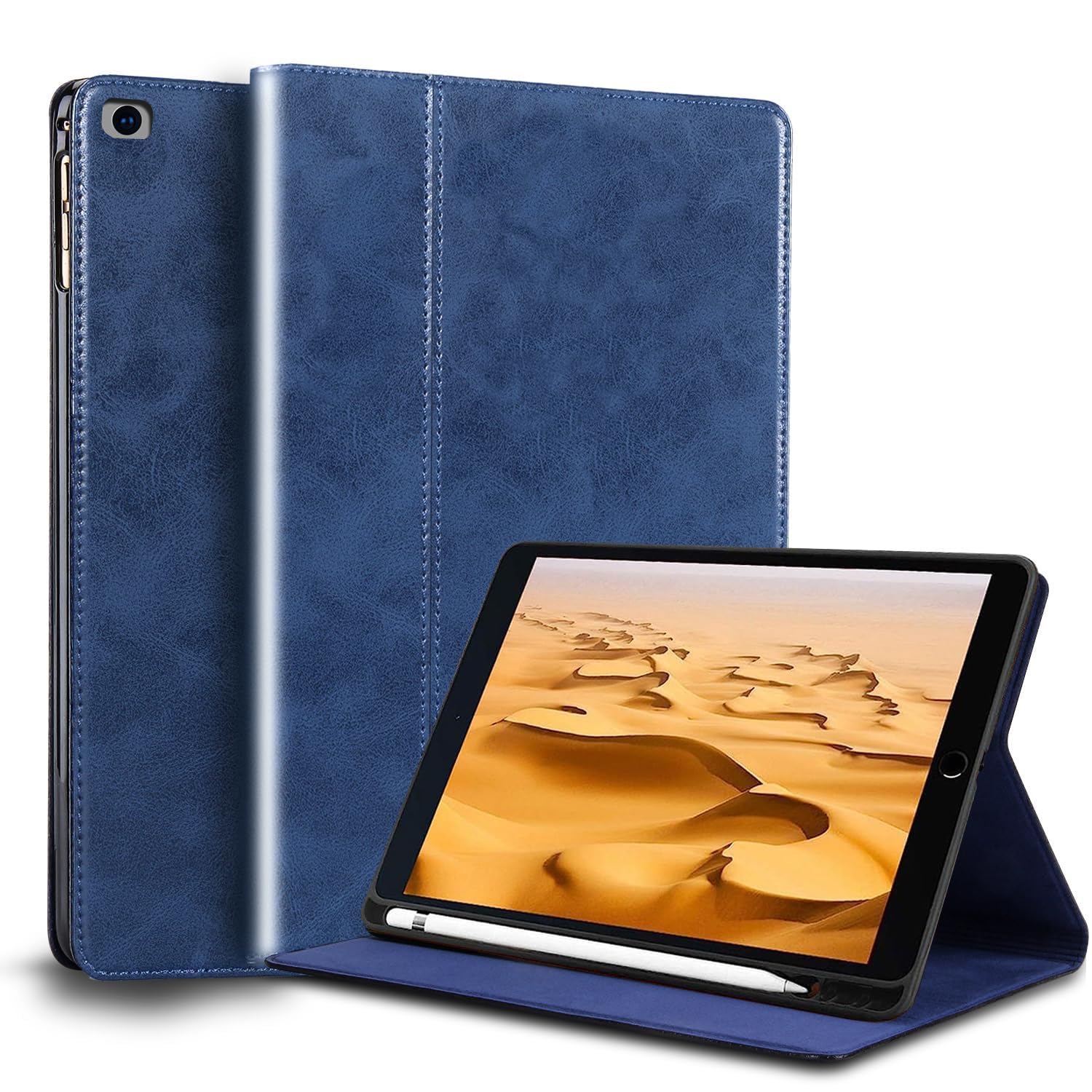 NANRUIL for Ipad Mini45 Case 7.9-inch and Mini 4th/5th Gen 2015/2019 Genuine Leather Cover Protective Shell,Built-in Pencil Holder and Auto Wake/