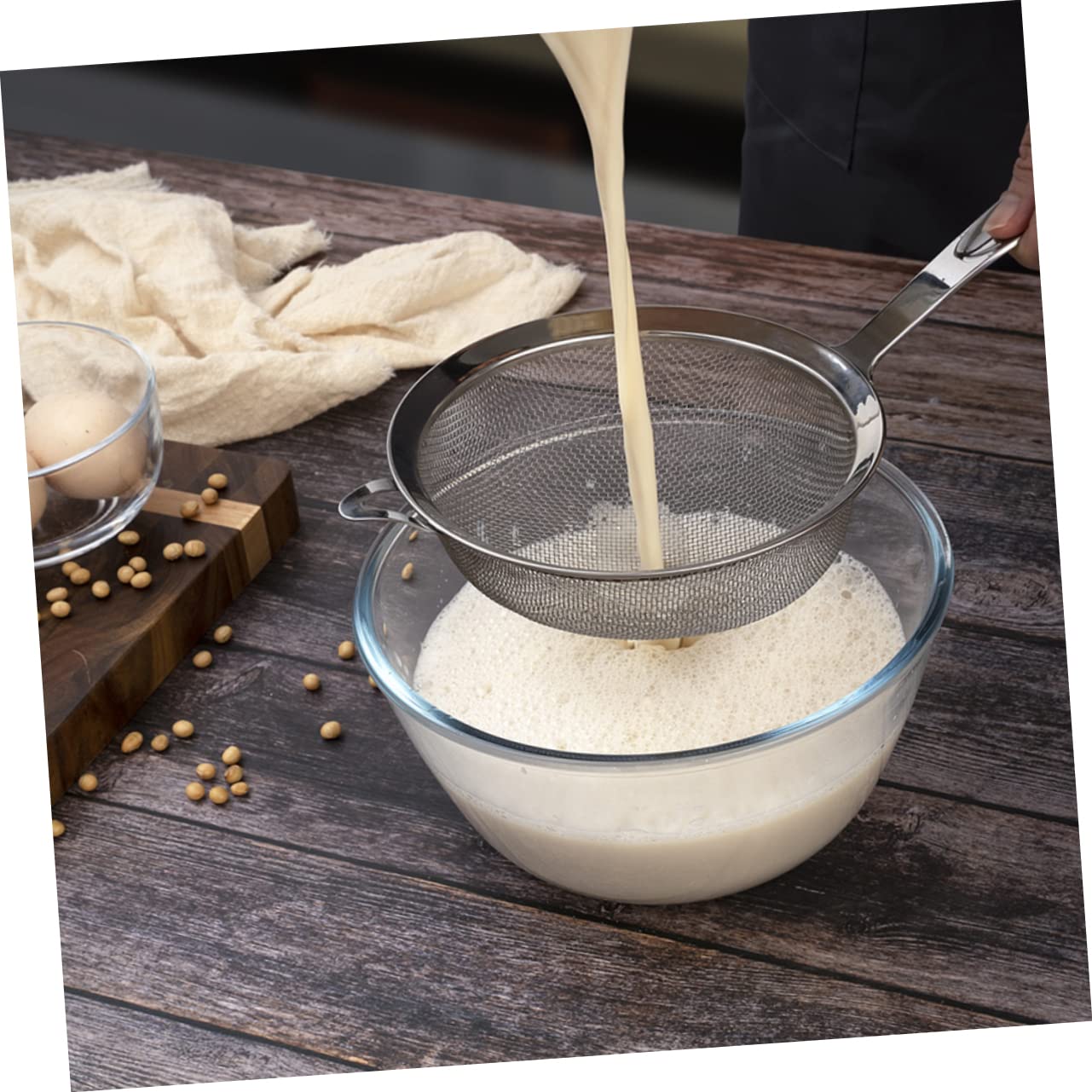 3 pezzi Setaccio per farina manuale Setaccio da cucina a maglia fine sopra il lavello Scolapasta in acciaio inossidabile Setaccio a maglie per pasta Farina Polpa Fi Forniture da cucina in acciaio ino