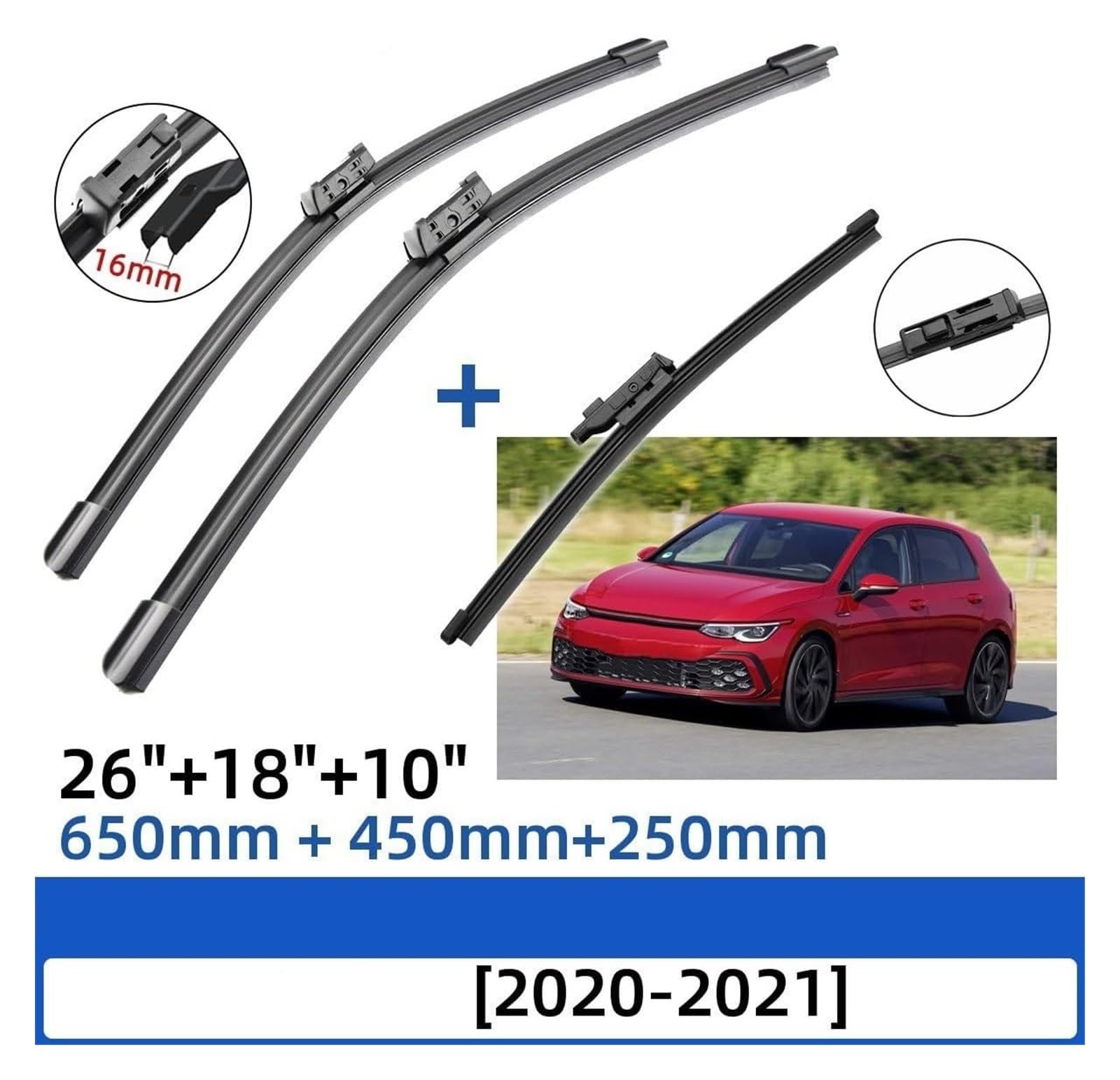 Parabrezza Tergicristalli Per VW Per G&olf 8 2020-2021 26 "+18" + 10 "Spazzole Tergicristallo Anteriori Posteriori Parabrezza Parabrezza Finestra Spazzole Tergicristallo Auto