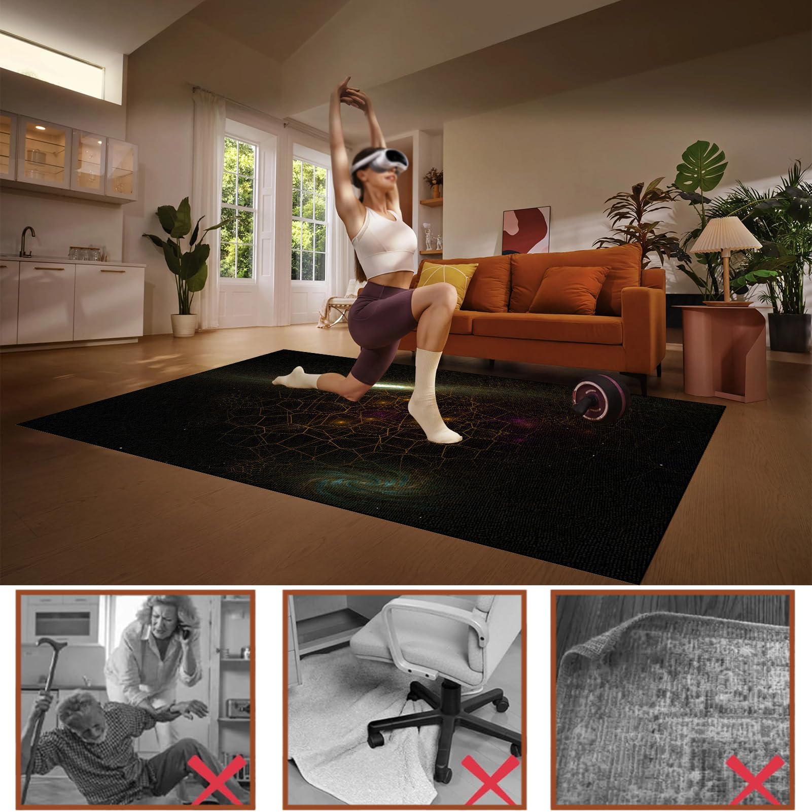 Gaming Dywan Krzesło 80 x 150 cm Mata na krzesło komputerowe, mata na krzesło biurowe, dywan do gier, podłoga, mata na krzesło inwalidzkie, mata wielofunkcyjna mata ochronna
