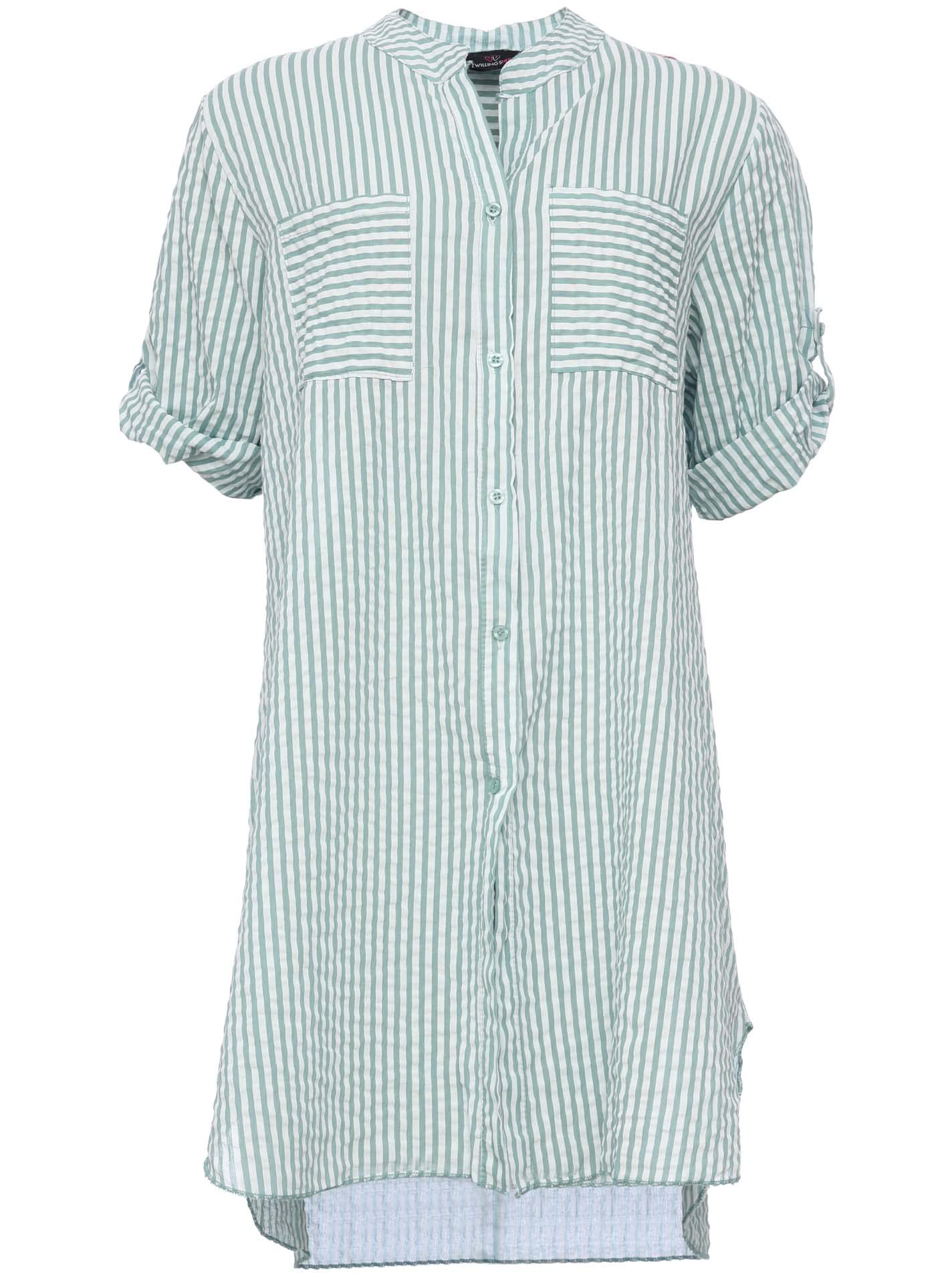 Zwillingsherz Longbluse im Streifen Muster – Hochwertiges Sommerkleid für Damen Frauen Mädchen - Abendkleid Freizeitkleid Strandkleid - Locker luftige Tunika - Perfekt für Frühling Sommer Herbst