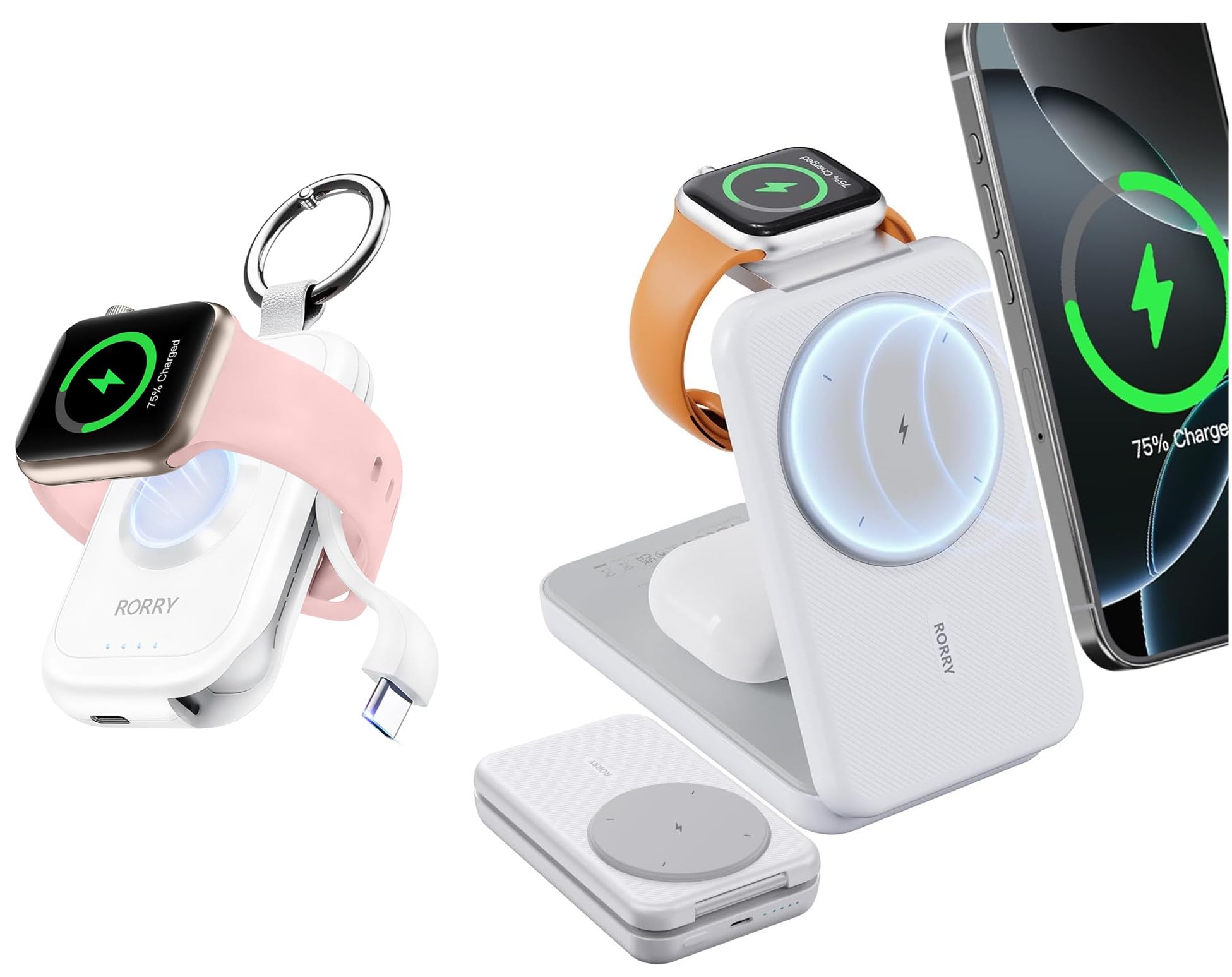 Rorry Keychain Portable Charger 2500mAh & Portable Charger, 3 in 1 Charging Station 10000mAh