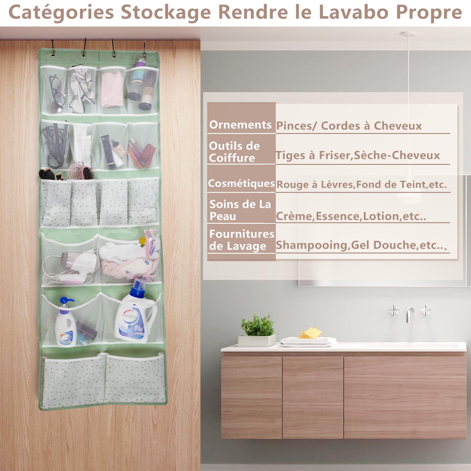 Portaoggetti Da Appendere, Tasche Portaoggetti Da Parete Con 4 Tasche, Organizer Portaoggetti - Foto 5