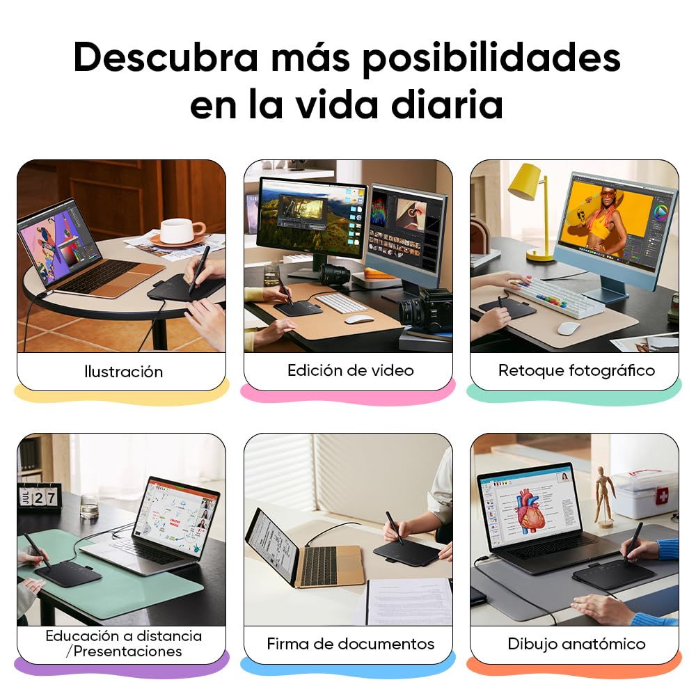 XPPen Deco 640 Tableta Gráfica Portátil 16K Niveles Inclinación 60°, Tableta Gráfica Dibujo Digital para OSU Compatible con Windows, macOS, Android, Chrome OS, Linux, Área Activo 16 cm x 9 cm