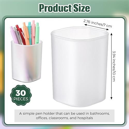 Miniatura 2 de Paquete de 30 portalápices para organizadores de escritorio y almacenamiento de papelería, portalápices de plástico mate, estilo transparente, para