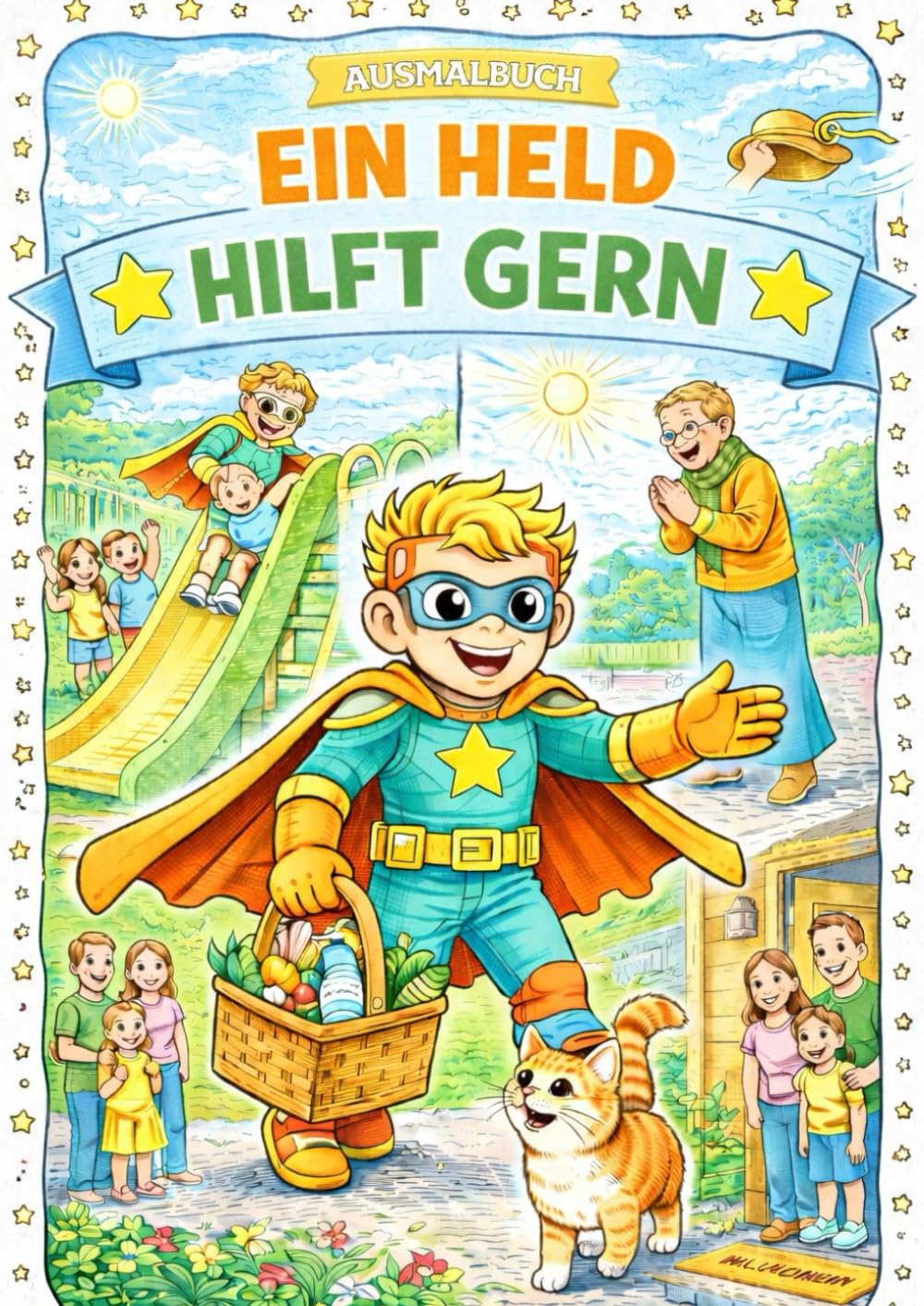 Ausmalbuch Ein Held hilft gern: Ausmalbuch mit liebevollen Rettungsszenen für Kinder ab 4 Jahren, für kleine Helden mit großem Herzen