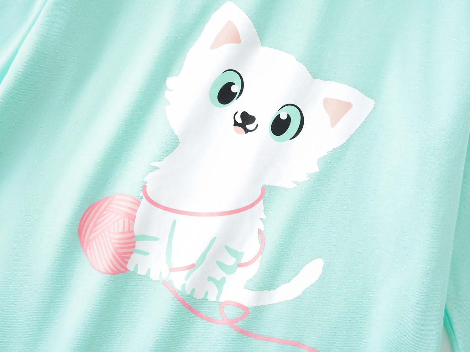 Beezizac Pajamas for Girls 2-Piece Marble/Checker/Cat/Panda Print Long Sleeves Shirt & Pants PJ Set Jammies Size 4T-18 - Image 5