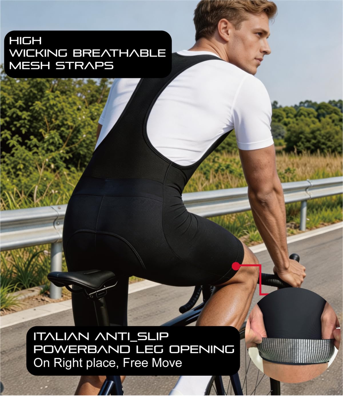 CEROTIPOLAR Cuissard de cyclisme rembourré pour homme avec accès à la salle de bain UPF50+