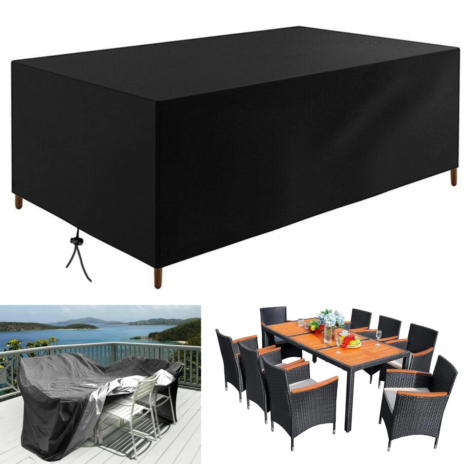 Housse De Protection Pour Table De Jardin 135x90x75 Cm - Tissu Oxford 420D Imperméable Et Anti-UV, Avec Cordon De Serrage