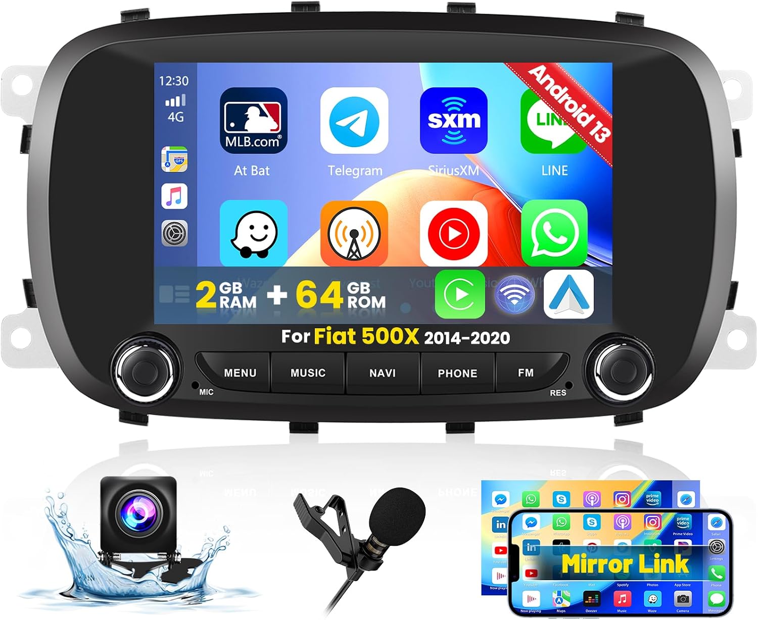 Hikity Autoradio Android 13 Carplay Sans Fil Pour Fiat Punto 2005-2009 & Linea - Écran 7" 2+64GB