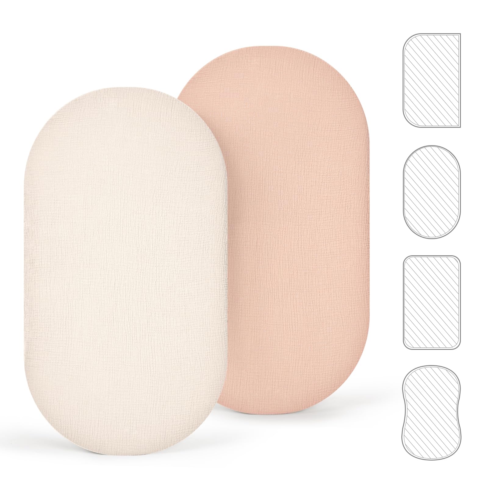 lulumoon 2er Pack Musselin Baby Bettlaken für Stubenwagen & Beistellbett