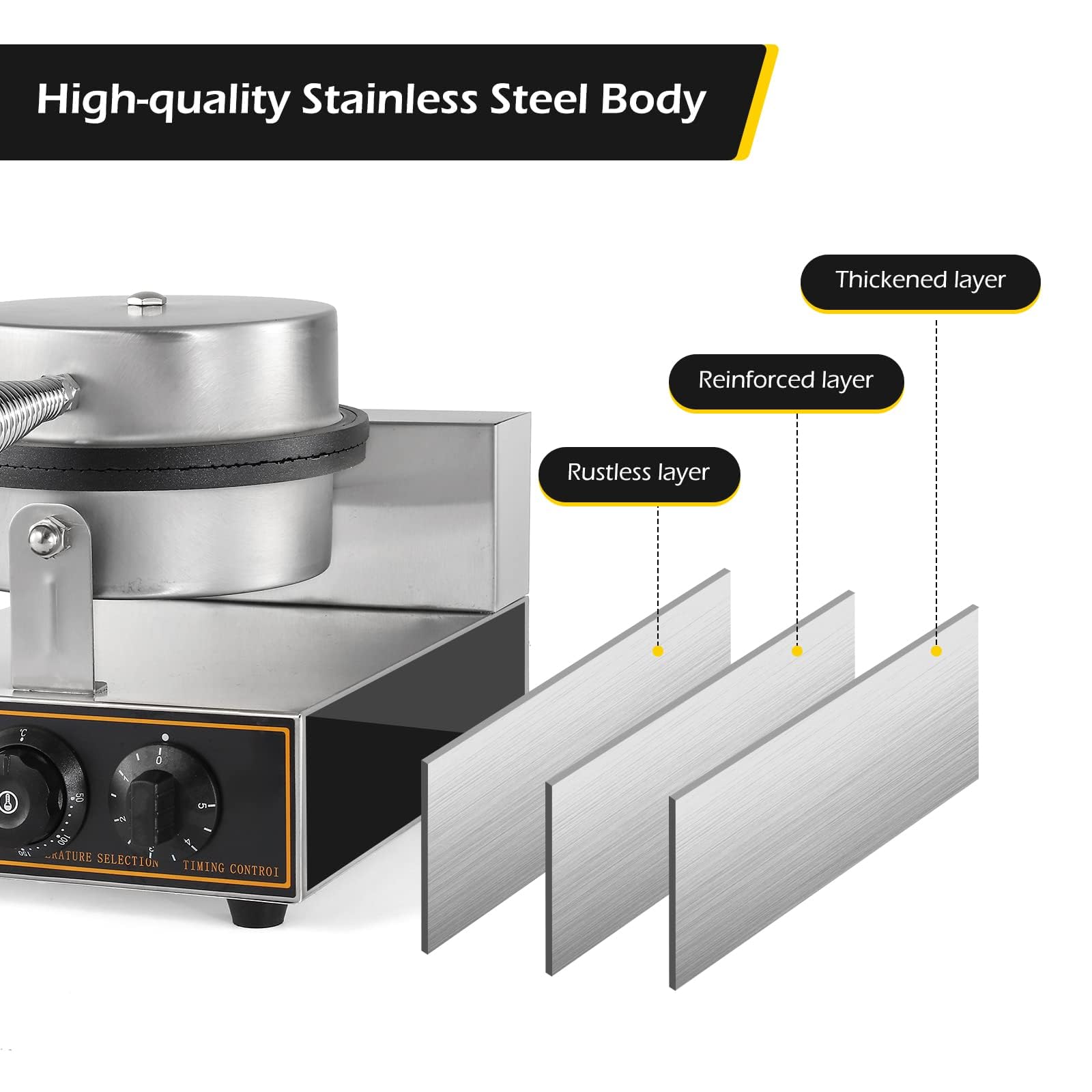 Máquina eléctrica Comercial para Hacer Conos de gofre - 1200 W con rangos de Temperatura de 50 ℃ a 300 Rollos de Huevo, Tortillas, Salas de Pasteles - Ideal para,