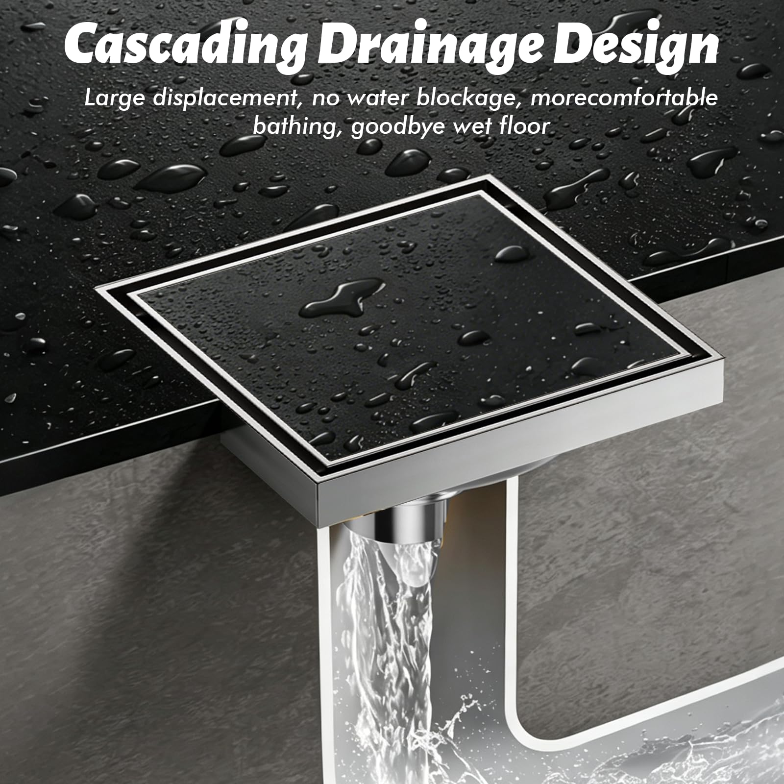 Scarico Doccia 15x15 cm, Piletta Inox Piastrellabile Antiodore