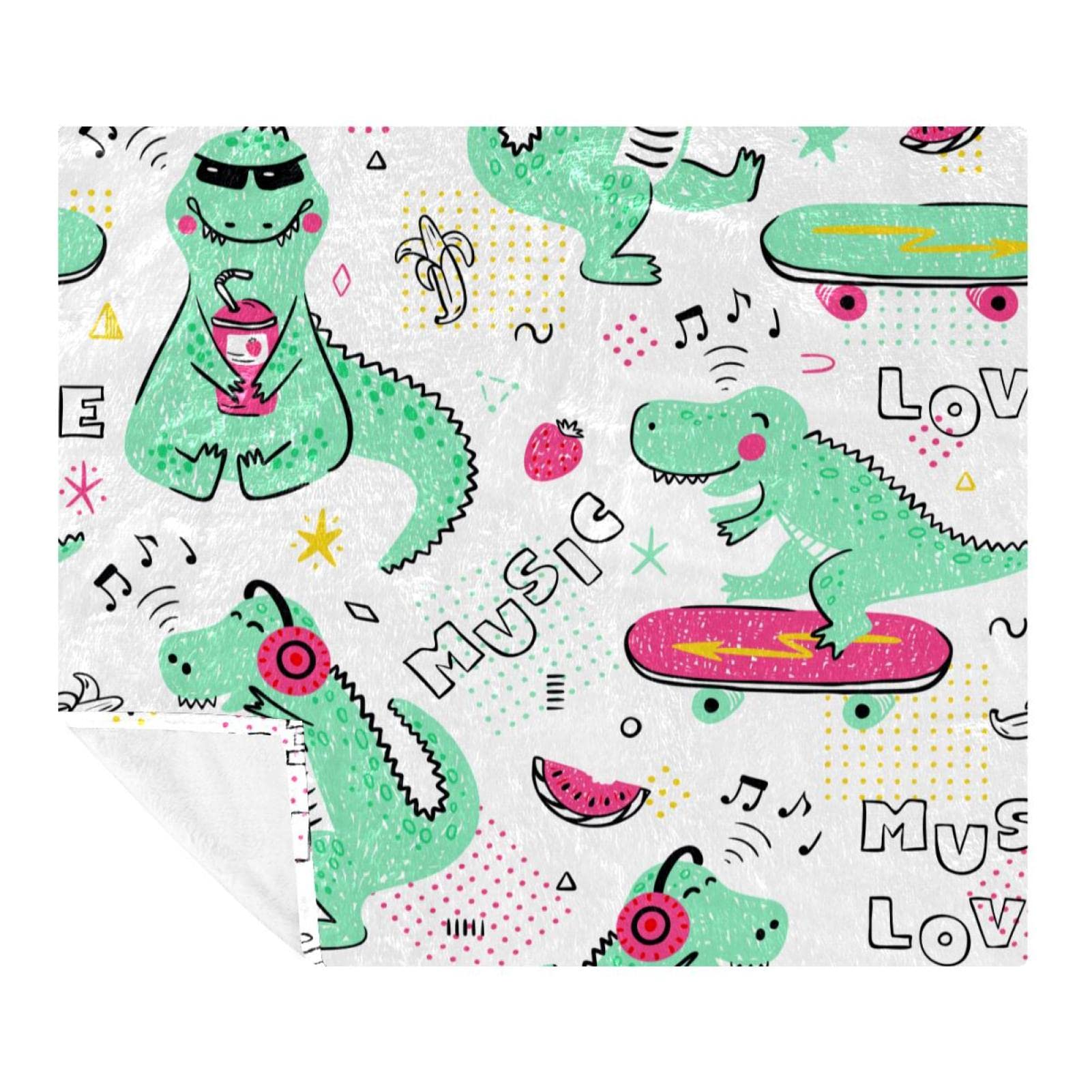 Couverture dinosaure musique : le cadeau parfait en plaid polaire doux pour anniversaire