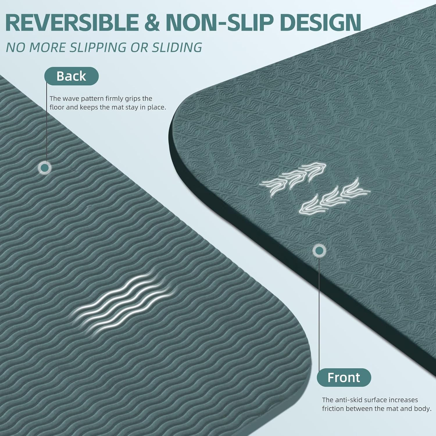 Large Yoga Mat, 72" x 36" x 2/5"(10MM) Thick Non-Slip Exercise Mat, SGS-Certified POE Material, Ideal for Home Gym, Yoga, Pilates, Fitness Workouts & Floor Mat - Image 4