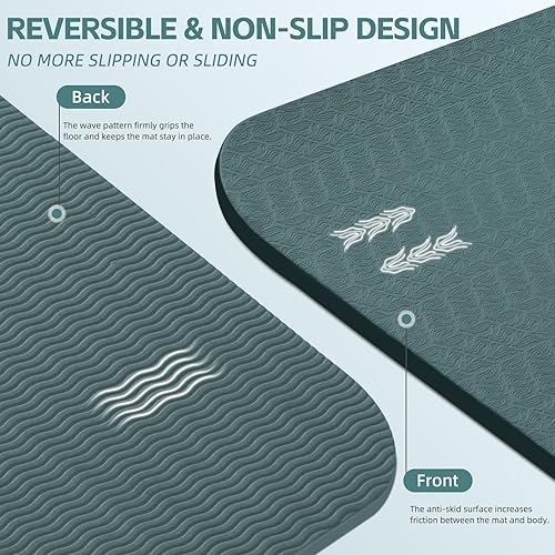 Miniatura 4 de Large Yoga Mat, 72" x 36" x 25"10MM Thick Non-Slip Exercise Mat, SGS-Certified POE Material, Ideal for Home Gym, Yoga, Pilates, Fitness Workouts &