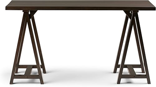 Miniatura 241 de SIMPLIHOME Sawhorse - Mesita de noche de madera maciza de 24 pulgadas de ancho, moderna, industrial, color gris envejecido, para sala de estar y
