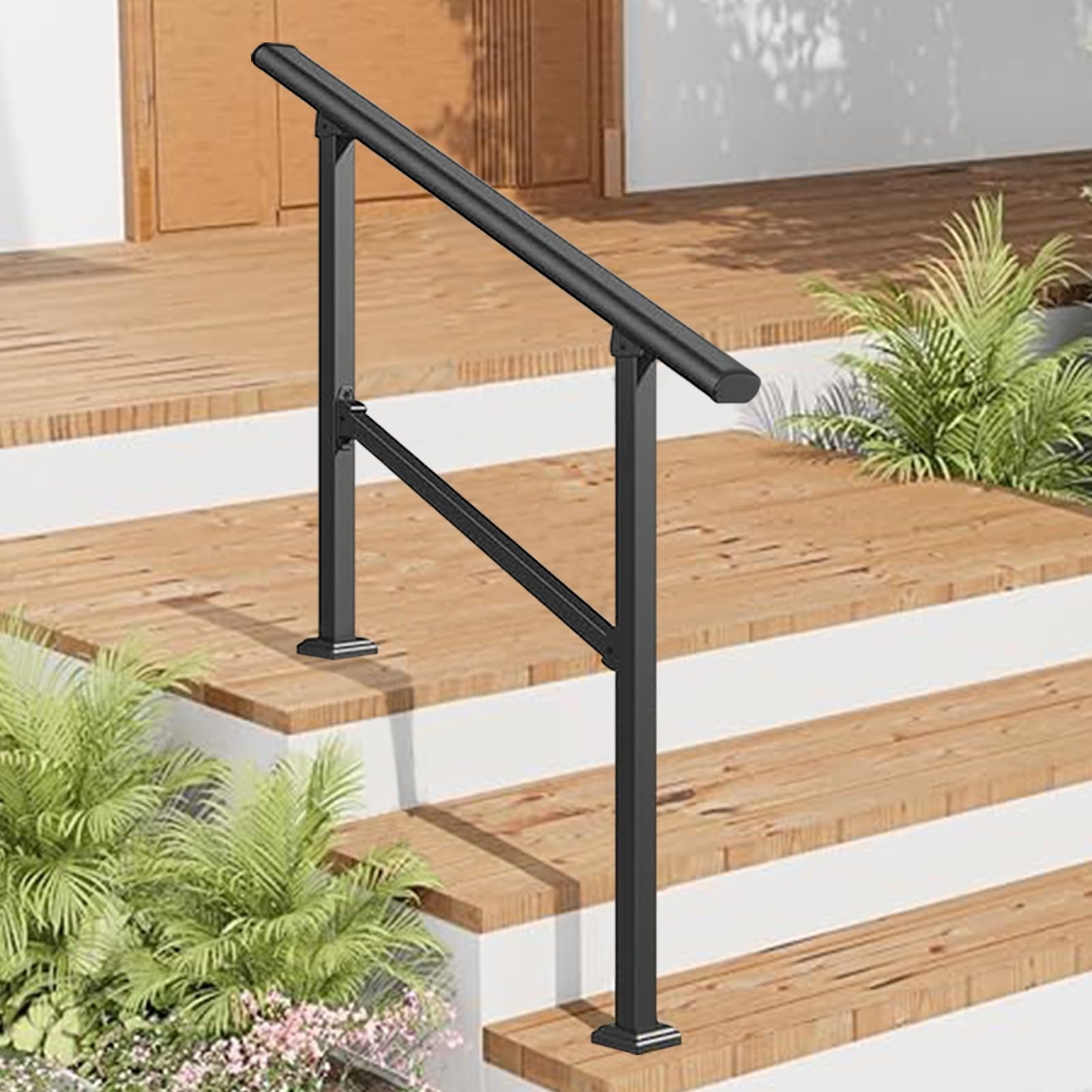 Rampe d'escalier en fer galvanisé 120cm pour 1 à 3 marches