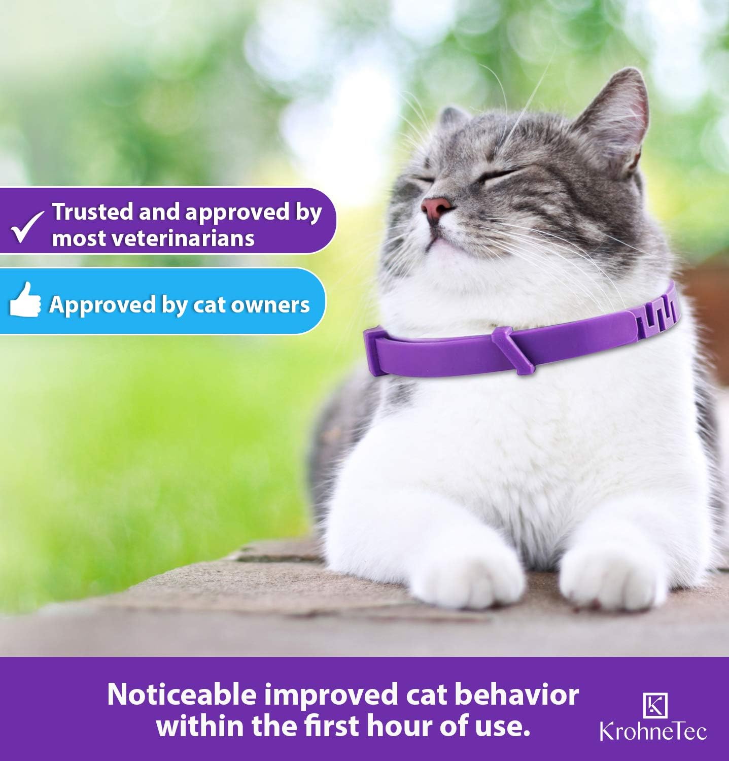 KrohneTec Calming Collar for Cats, Anxiety Relief Cat Collars, Pheromone and Lavender Calming Collar for Dogs, Lasts up to 60 Days