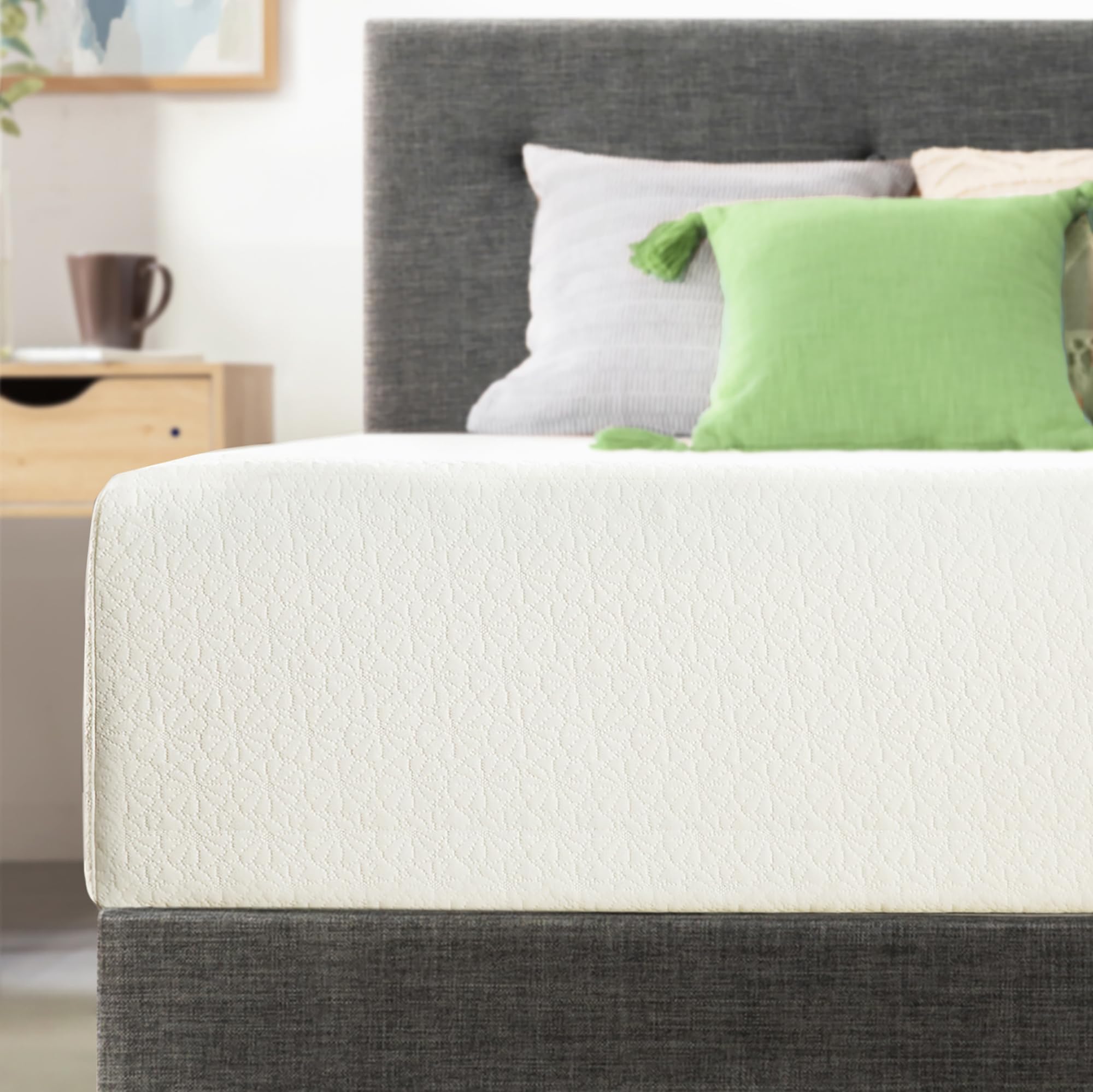 Best Price Mattress 12 Inch Queen Mattress Bed-In-A-Box, Green Tea Memory Foam, White