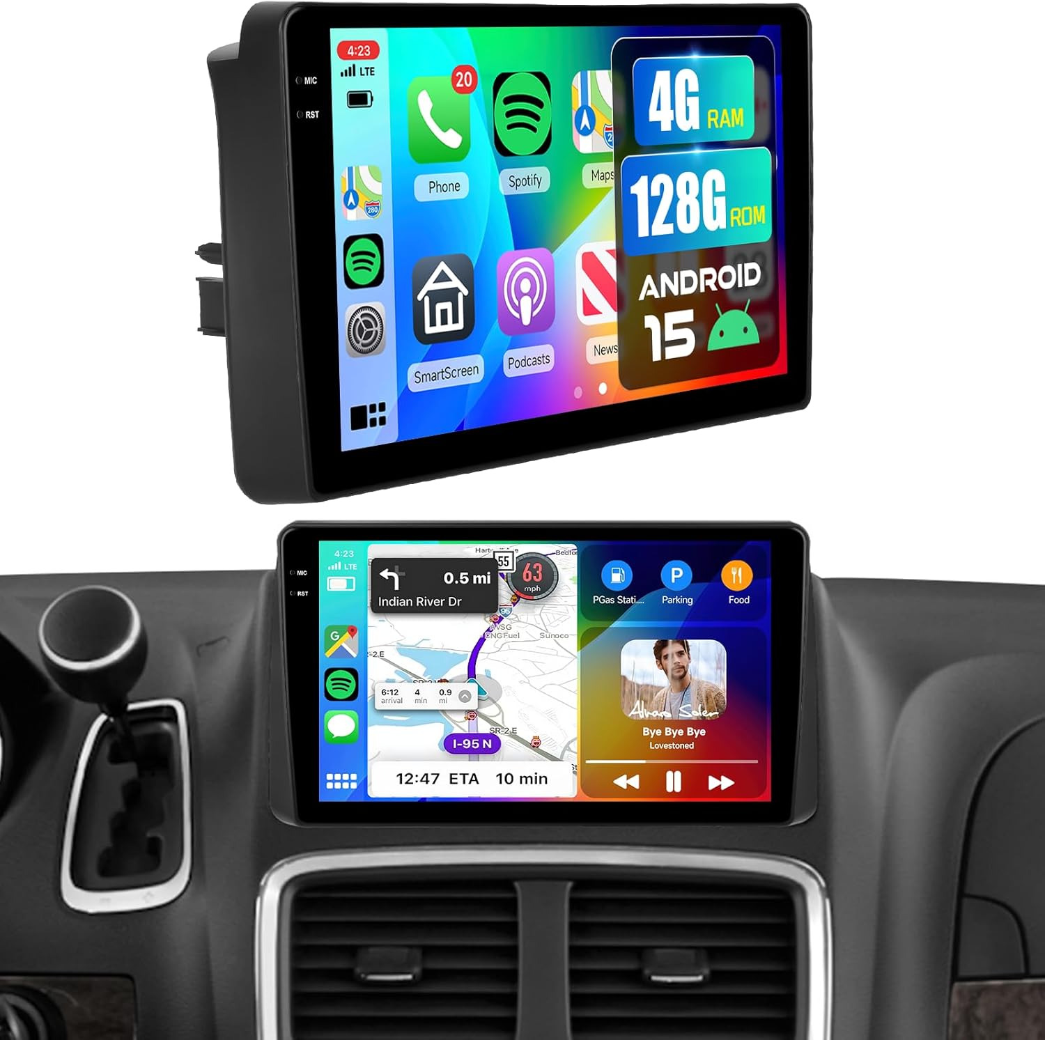 4+128G for Dodge Grand Caravan 2011-2020 Chrysler Town and Country 2011-2016 Chrysler Grand Voyager 2011-2015 Radio CarPlay 9" Incell Touchscreen Car Stereo Android 15 GPS 15UI Backup Camera