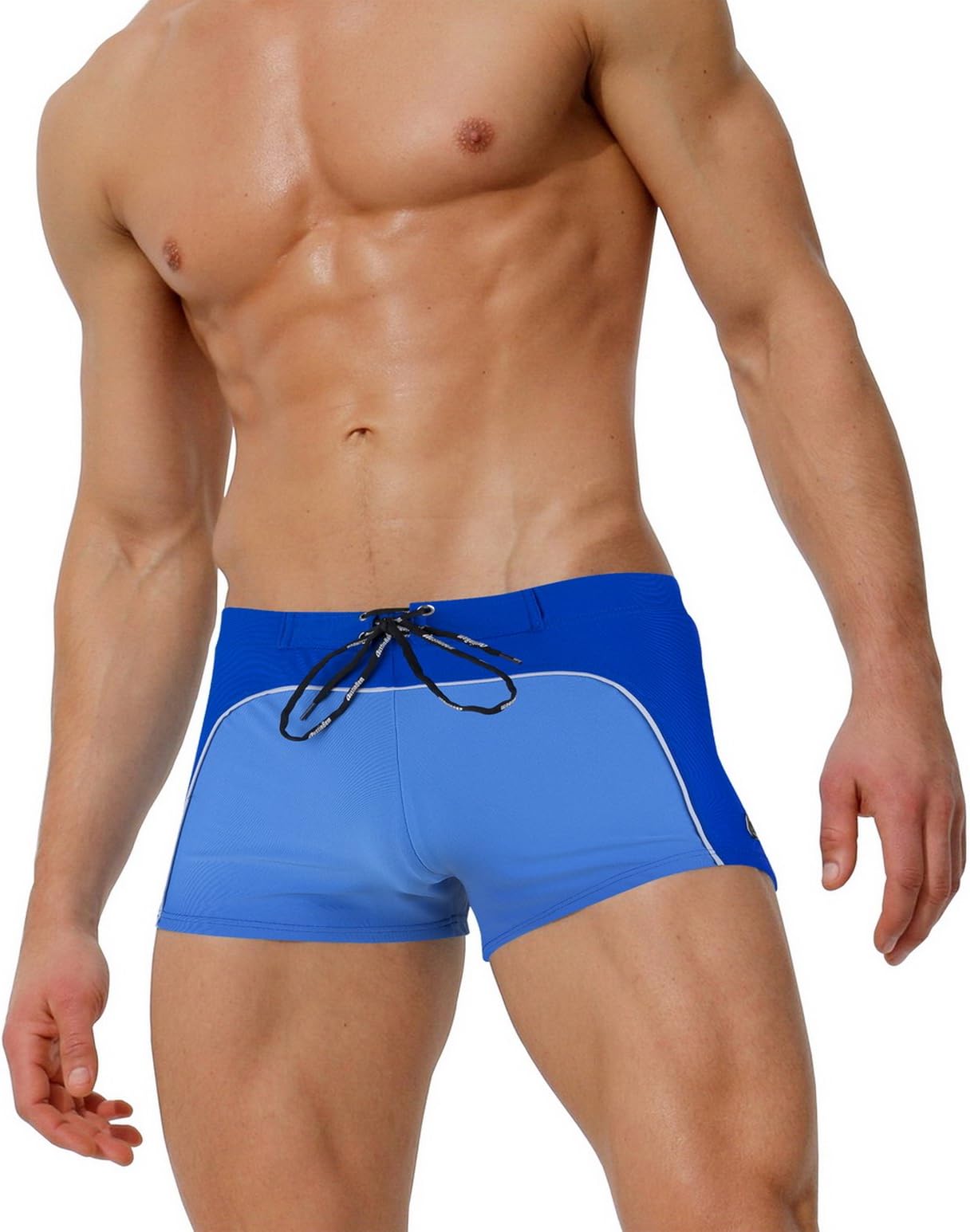 Classical Patchwork Men's Swimwear Board Surfing Shorts (US Largel/Tag XL (35"-39", 06# Blue and Dark Blue)