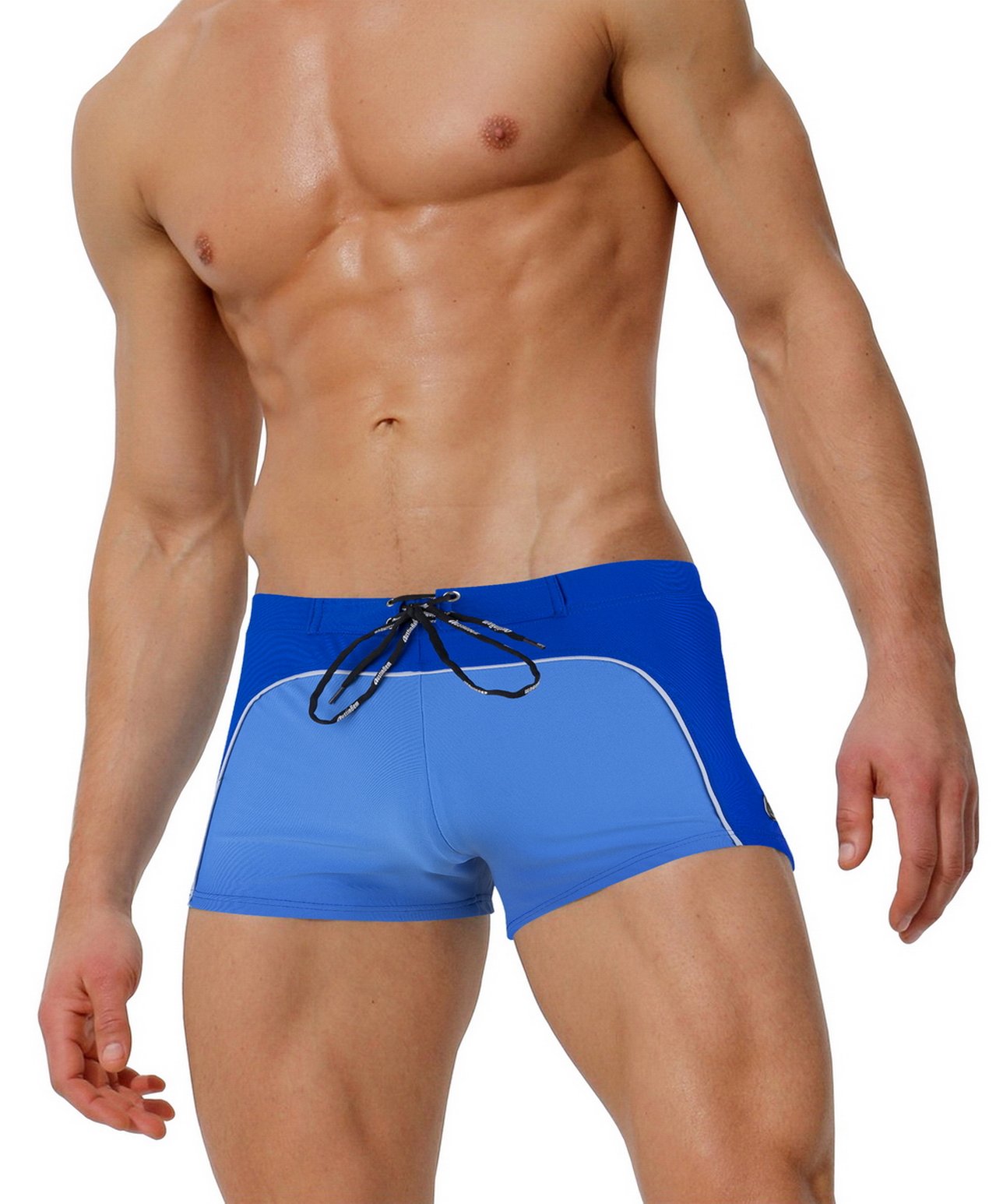 Classical Patchwork Men's Swimwear Board Surfing Shorts (US Largel/Tag XL (35"-39", 06# Blue and Dark Blue)