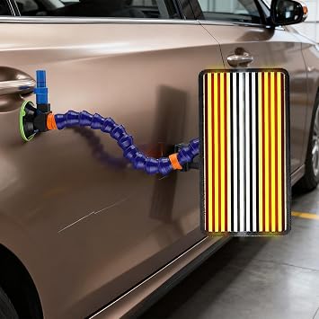 PDR Light Dent Repair Tools, Car Dent Reflector LED Stripe Line Board, Automobiles Body Stripe Testing Light For Car Body Dent Removal, 37.8 19.8cm 6 Colors Strips Line Board+45cm Stand