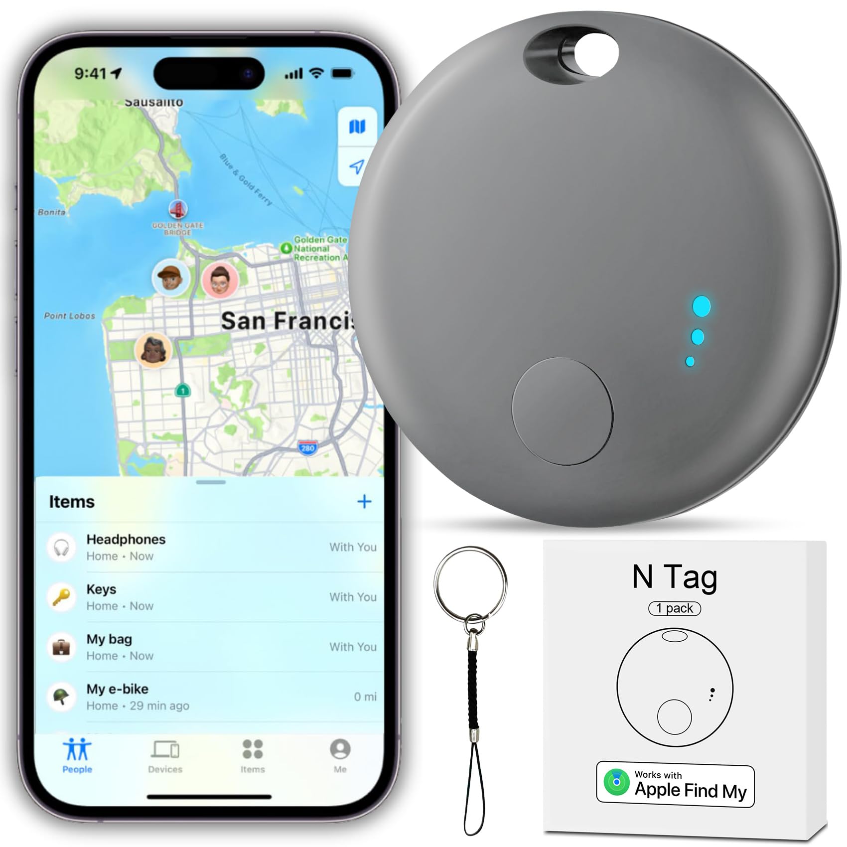Tracker Tag Bluetooth Tracker, Smart Tag Locator Tracking Device, Keys Finder and Item Locator, Air Tracker Item Finders with Find My(iOS Only) Track Your Keys, Wallet, Luggage and Bag