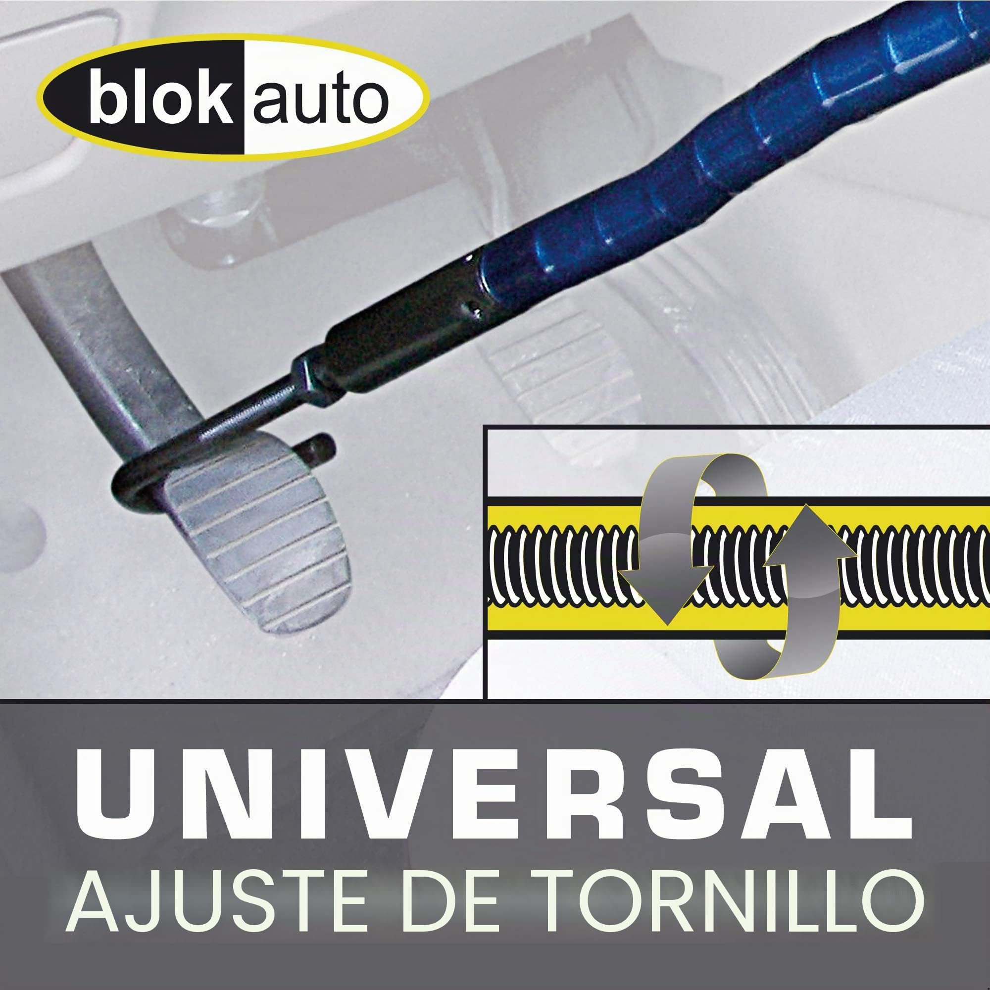 905/B Antirrobo Coche Volante Pedal Flexible, Cable de Acero Articulado, Ajustable Alta seguridad, Bloqueo Inmovilizador Antirobo Freno Embrague para Auto, Furgoneta, Caravana Camper