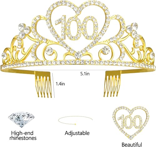 Miniatura 20 de Kit de tiara y banda de cumpleaños número 75 – '75 y fabuloso' banda negra y corona de diamantes de imitación dorados para mujer 75 cumpleaños