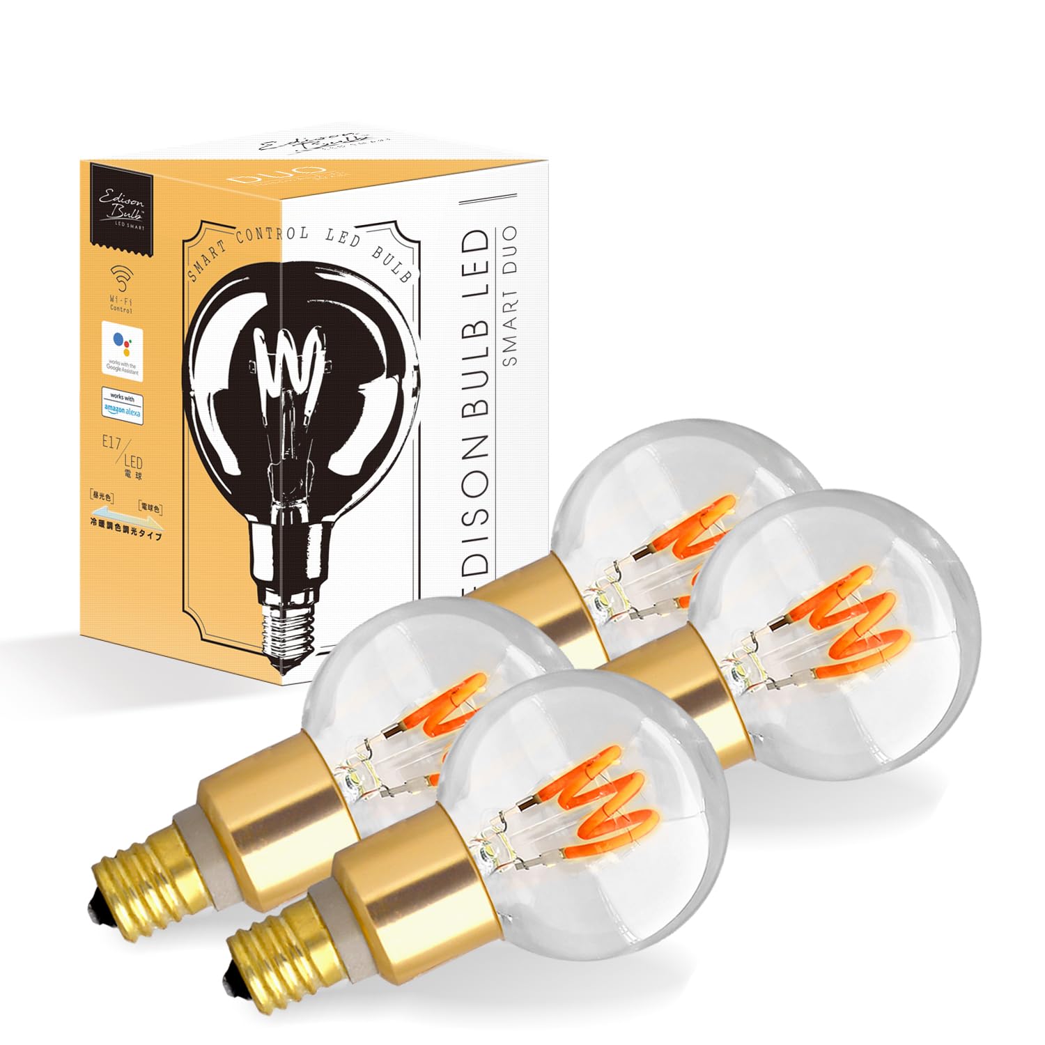 エジソンバルブLEDスマートDUO E26ミニGLOBE スマートLED電球 スマートDUO E26スパイラル ロングクリア(Wi-Fi電球) | エジソン