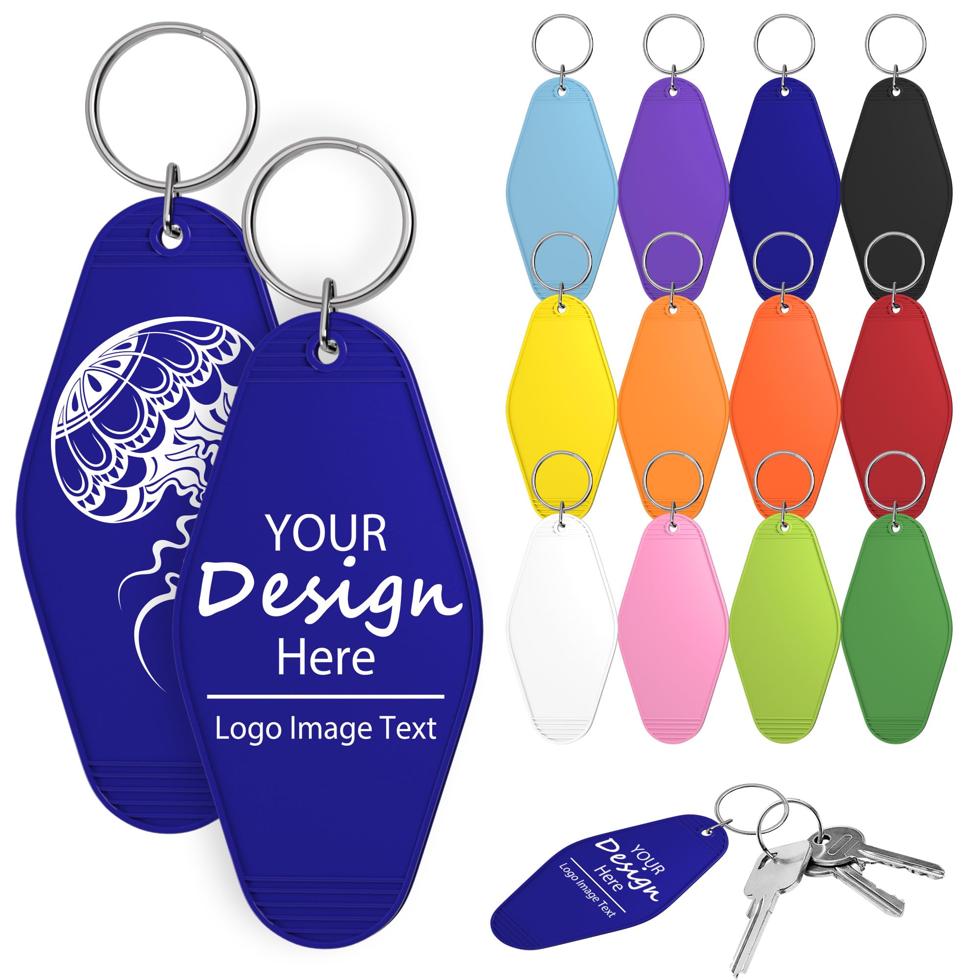 SHISANYI 30 Personalized Motel Hotel Plastic Keychains,Custom Double-Sided Print Hotel Key Tags,Design Your Logo Text Images