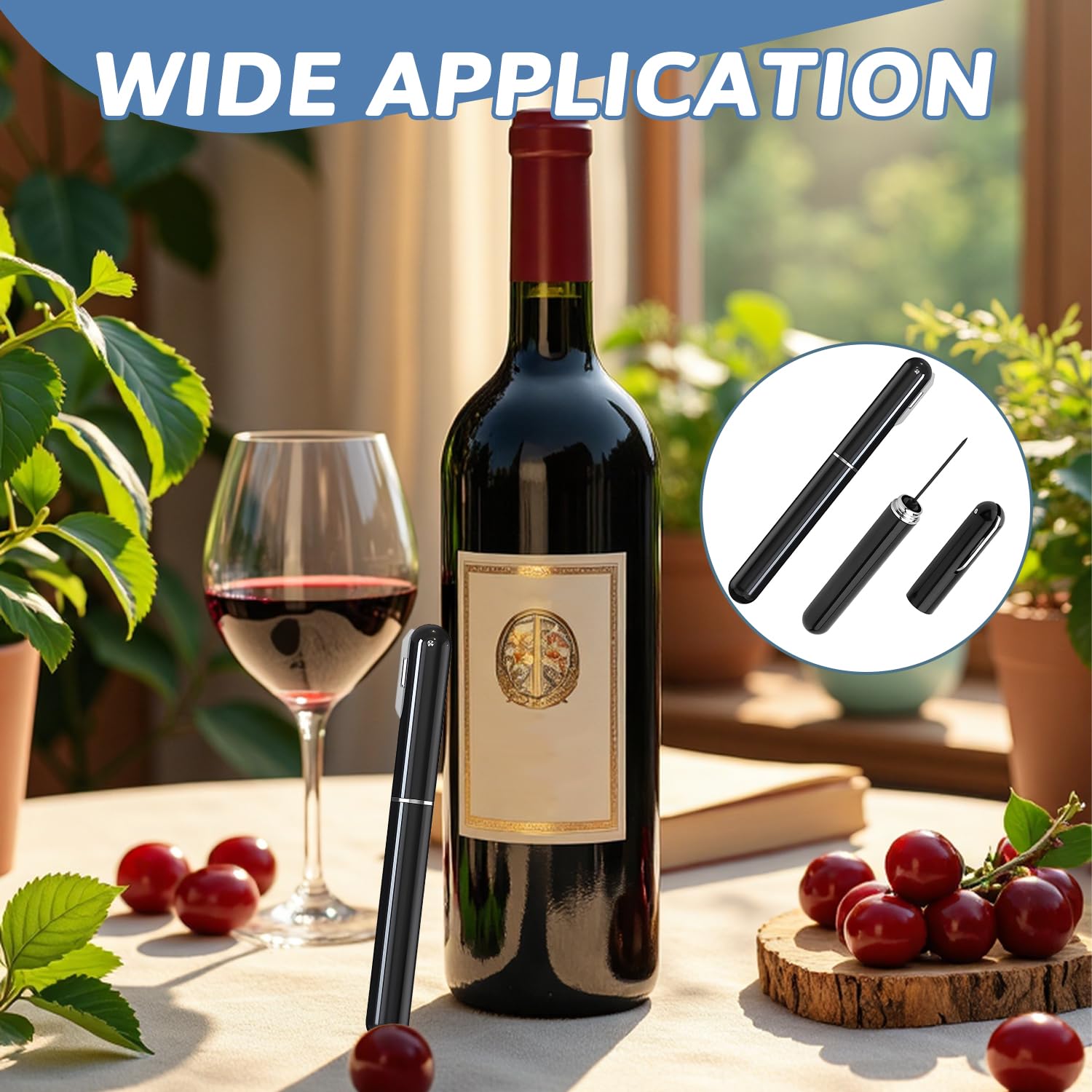 Abridor de vino 2 en 1 con aire comprimido y cortador de papel de aluminio, sacacorchos manual portátil, apertura rápida de botellas con aire comprimido para amantes del vino, viajes, hogar y restaura
