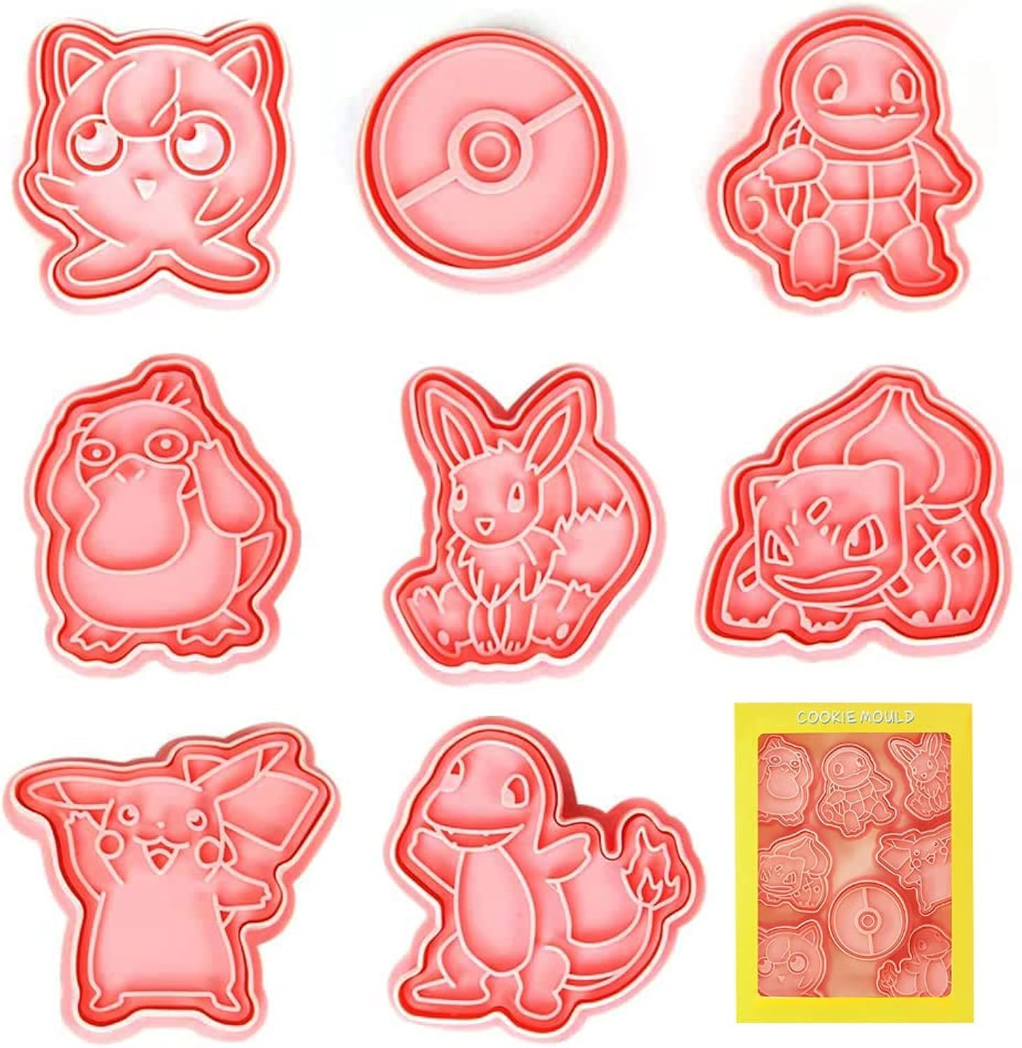 VT-991 Pack of 8 Cookie Cutters for Children for Pokemone, 3D Cartoon Cookie Cutters Christmas Cookie Cutter Animals Set, Cookie Cutter Sandwich Vegetable Bread for Baking Fondant Chocolate