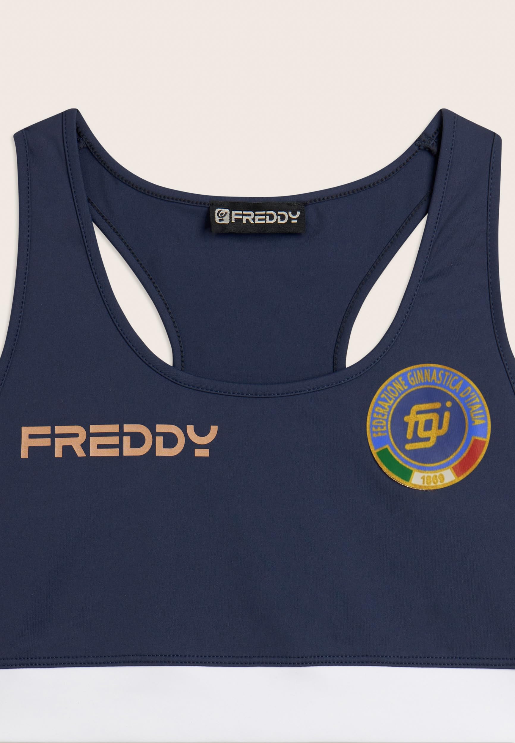 FREDDY - Top Sportivo Donna Italia Fgi in Jersey di Nylon, 80% Poliammide 20% Elastan