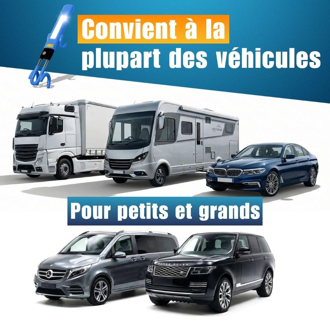 ATG Bloque Volant Voiture – Antivol Voiture, Antivol Volant & Canne Antivol pour Auto, SUV, Van, Utilitaire & Camping-Car – Acier Trempé, Protection Anti-Perçage