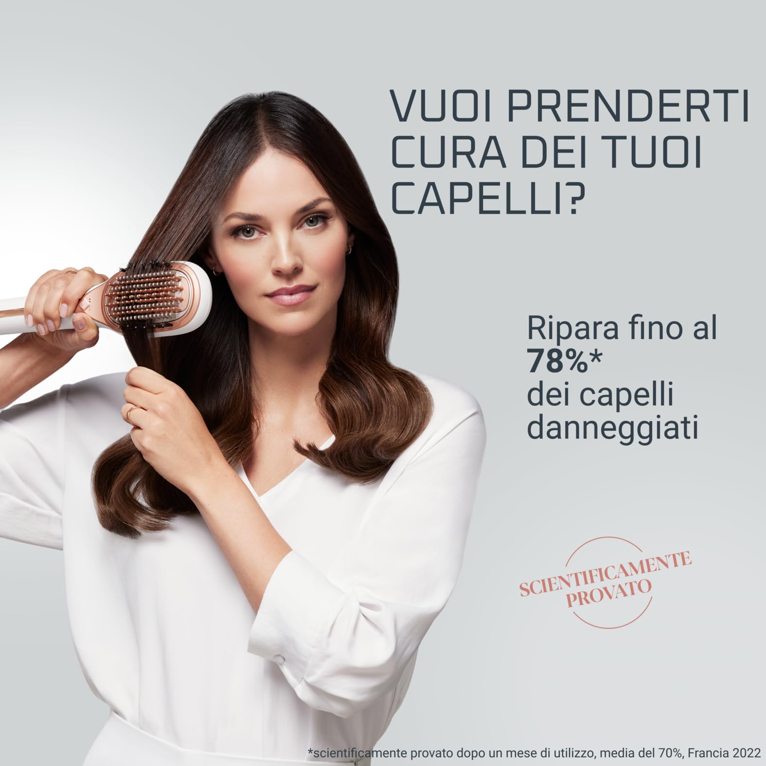 Rowenta Hair Therapist, Spazzola per la cura dei Capelli, Ripara e Rinforza i Capelli Danneggiati, Rende i Capelli Sani e Luminosi, Risultati Immediati, Spazzola a Vapore, Bianco, CF9920