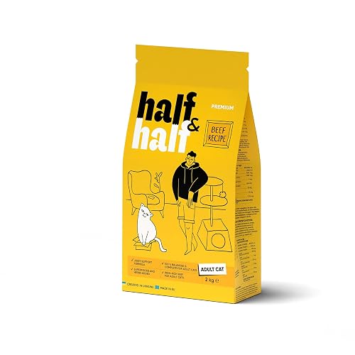 half&half - Pienso seco para Gatos - Pienso seco para Gatos - para Gato Adulto - Carne de Vacuno