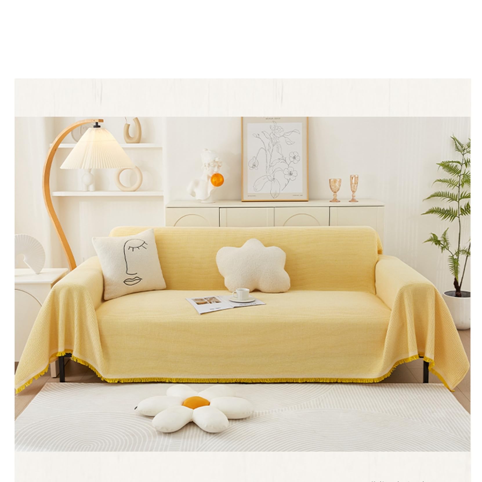 Amazon｜ソファーカバー 北欧風 編みこみ マルチカバー 大判 保護
