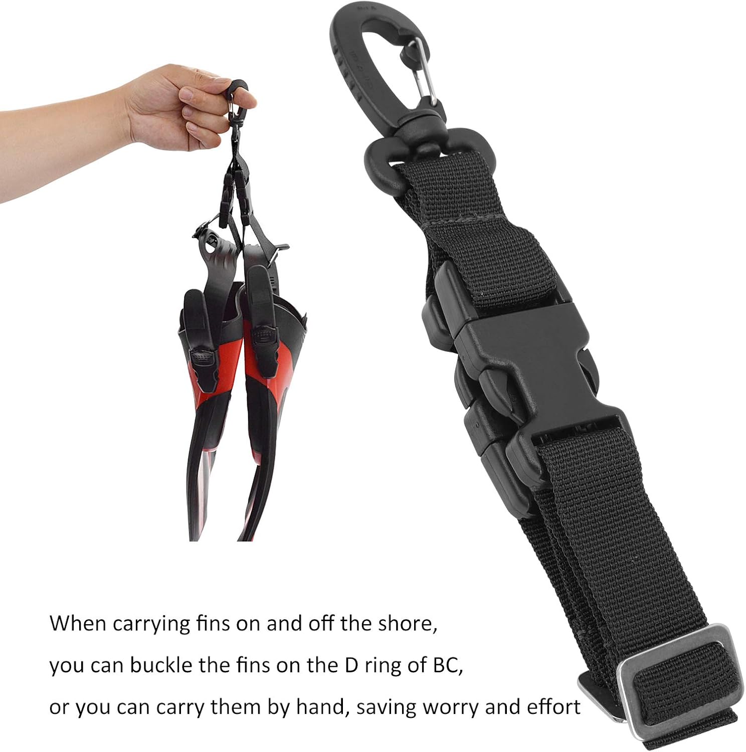 Diving Flippers Keeper Strap, Diving Fin Keeper Strap Quick Release Buckle Fin Sling Hanging Buckle(Red)