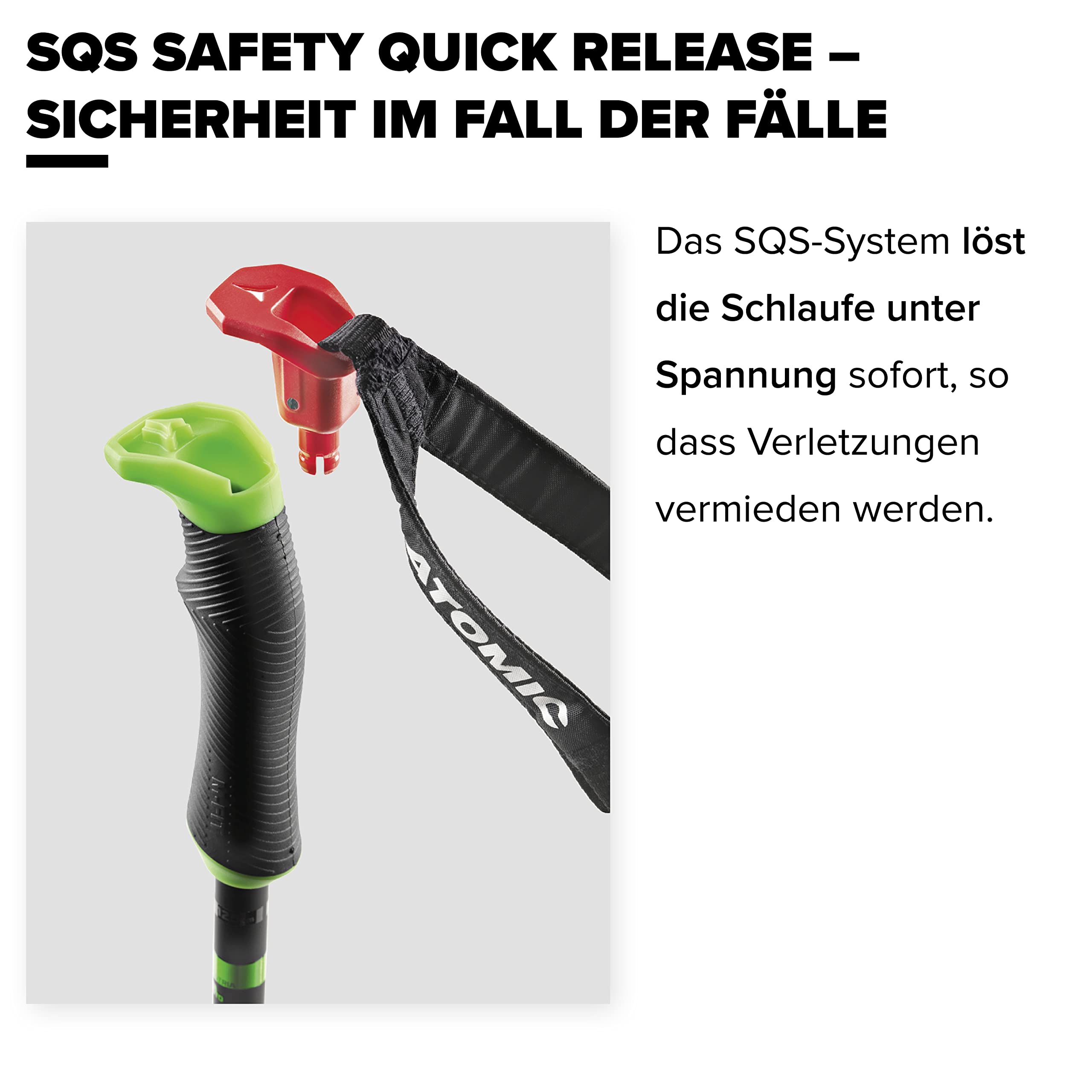 Atomic AMT SQS Skistöcke 4 Aluminium Skistock Safety Quick Release System 60mm-Pistenteller Saffron Schwarz Scuba Blue