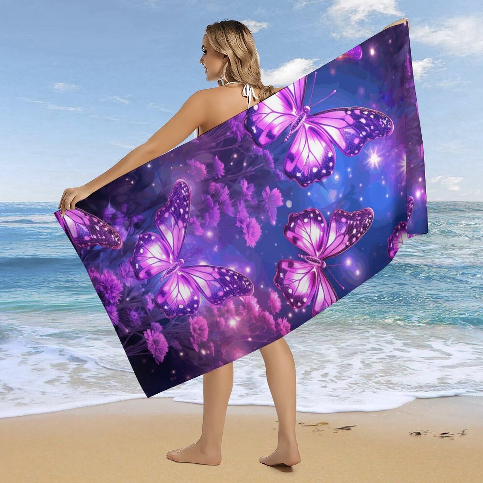 Turkish Towels Butterfly Beach Towel 90x180cm Beach Towels Oversized  Microfiber Purple Beach Towel For Adults Kids Quick Drying Sand-free  Lightweight Soft Bath Towels For Travel, Swimming, Camping Travel Towels, image size:1600x1600