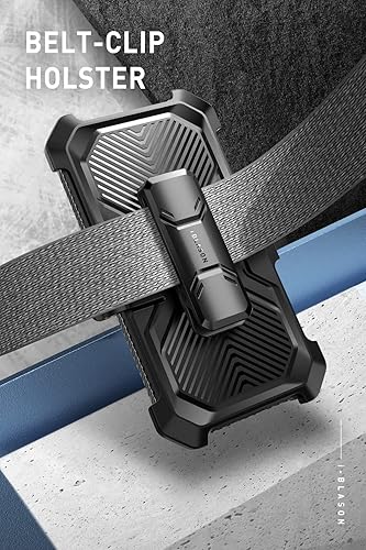 Miniatura 5 de i-Blason Funda para Samsung Galaxy S23 Ultra con soporte, 2 marcos frontales, protector de pantalla integrado, funda de clip para cinturón, funda